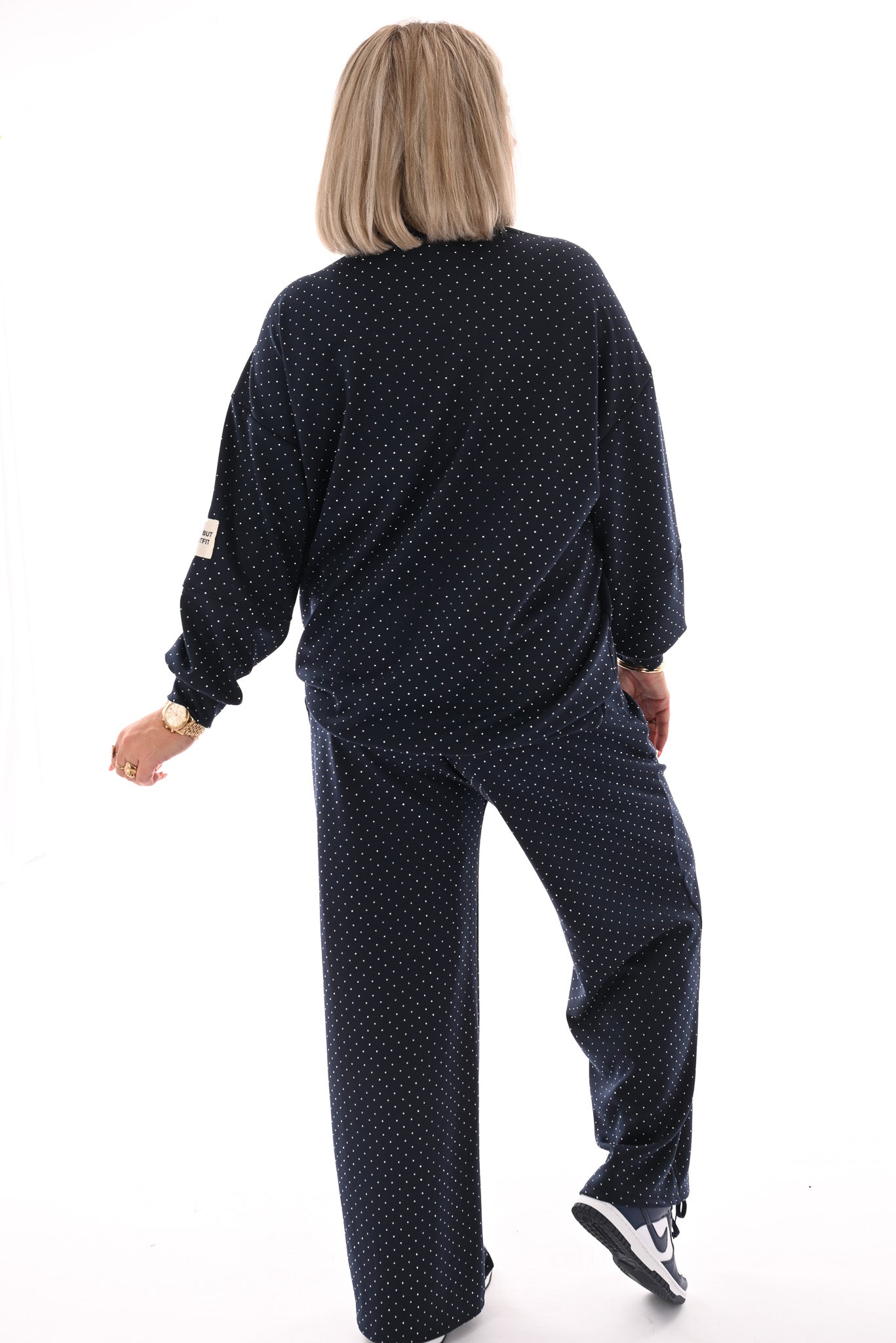 Tweedelig pak applicatie met strass marineblauw