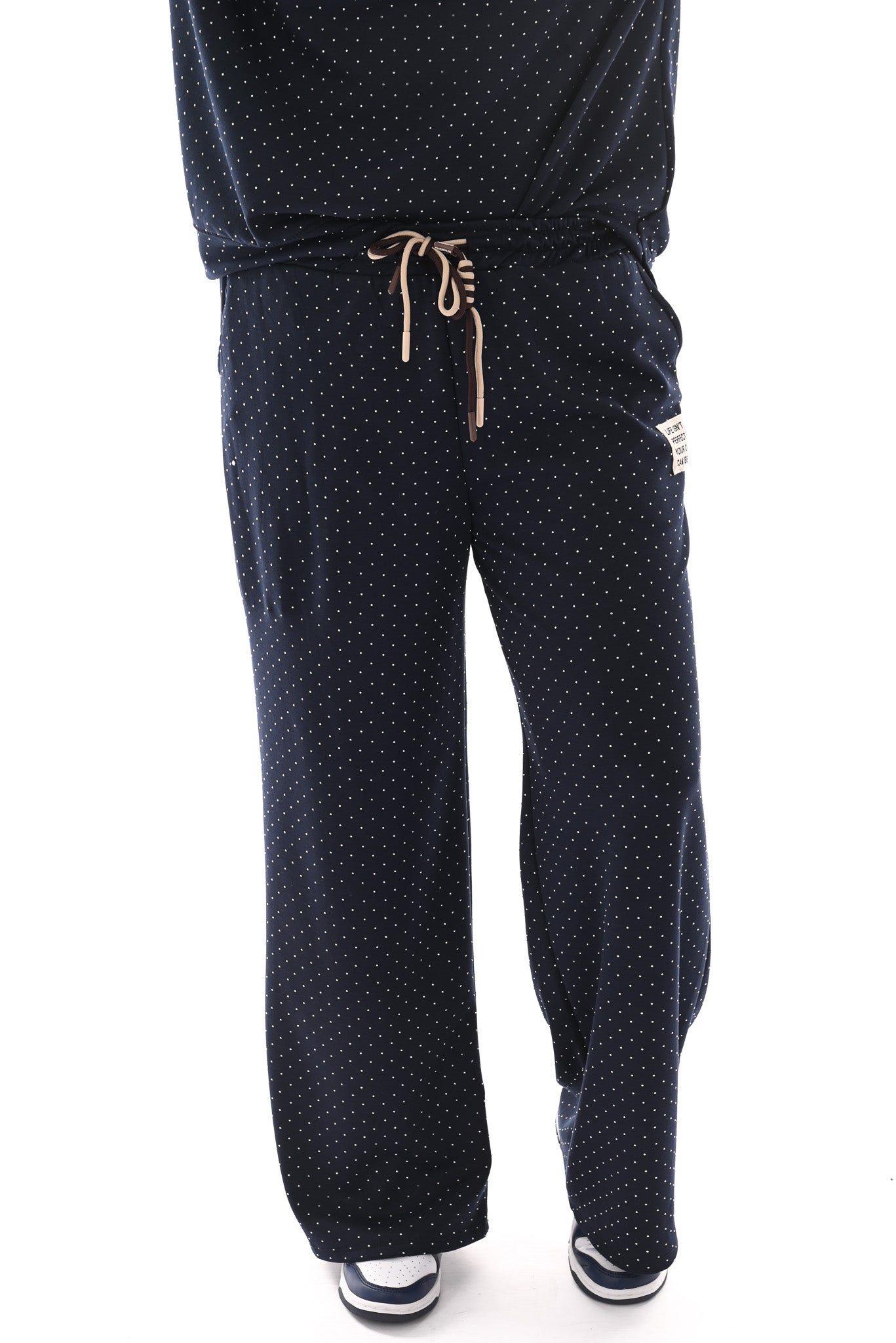 Tweedelig pak applicatie met strass marineblauw