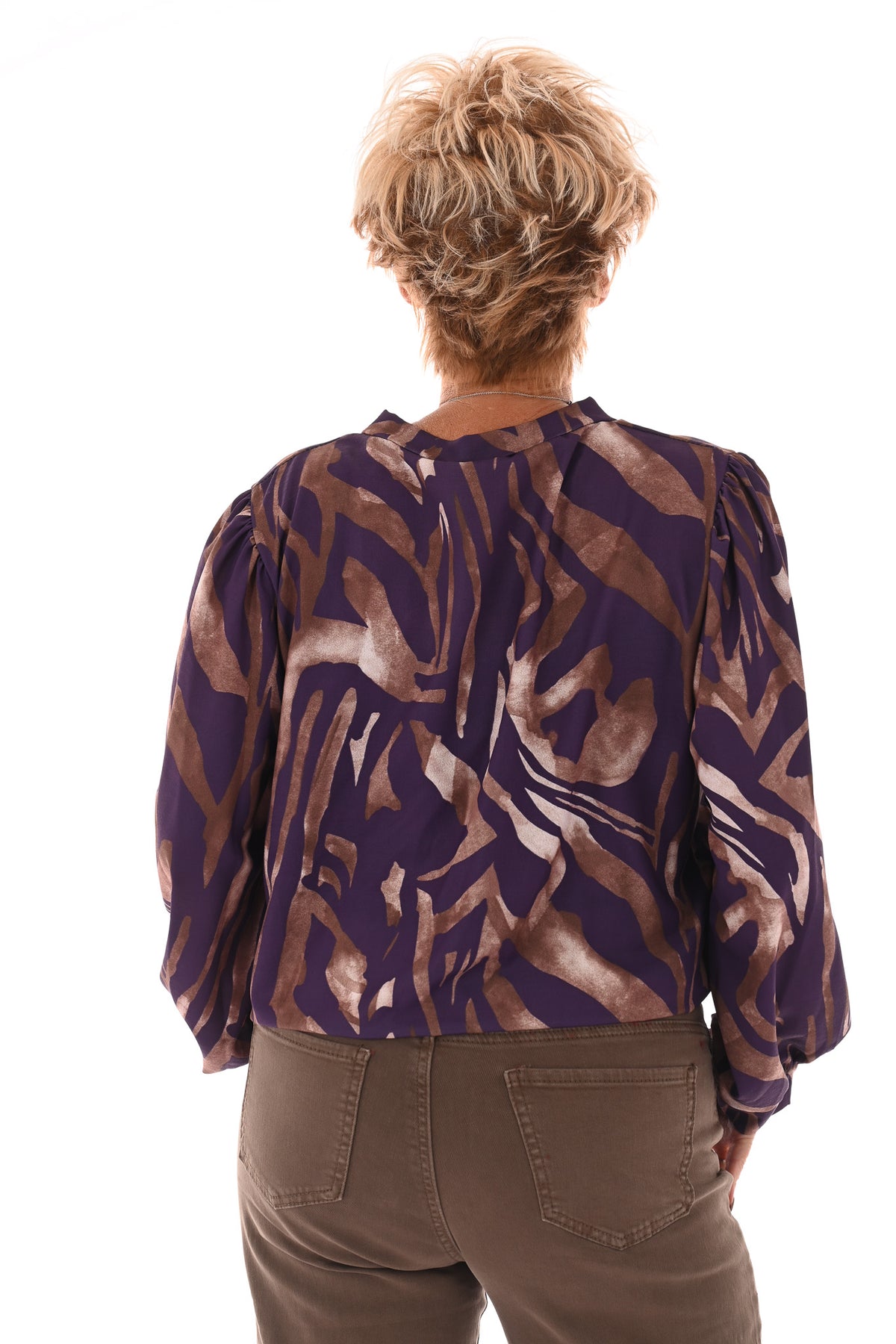 Top v-hals abstracte print paars