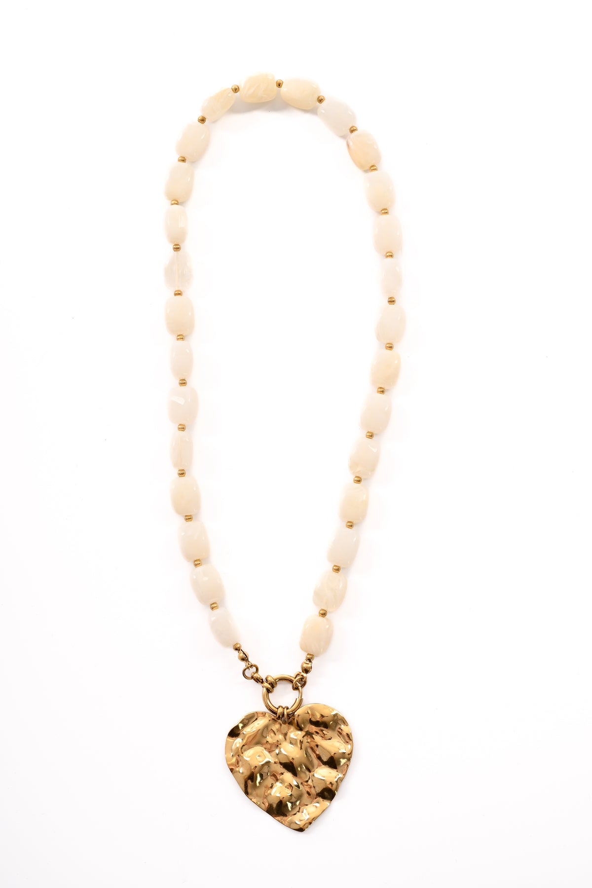 Ketting kralen met hart roomwit