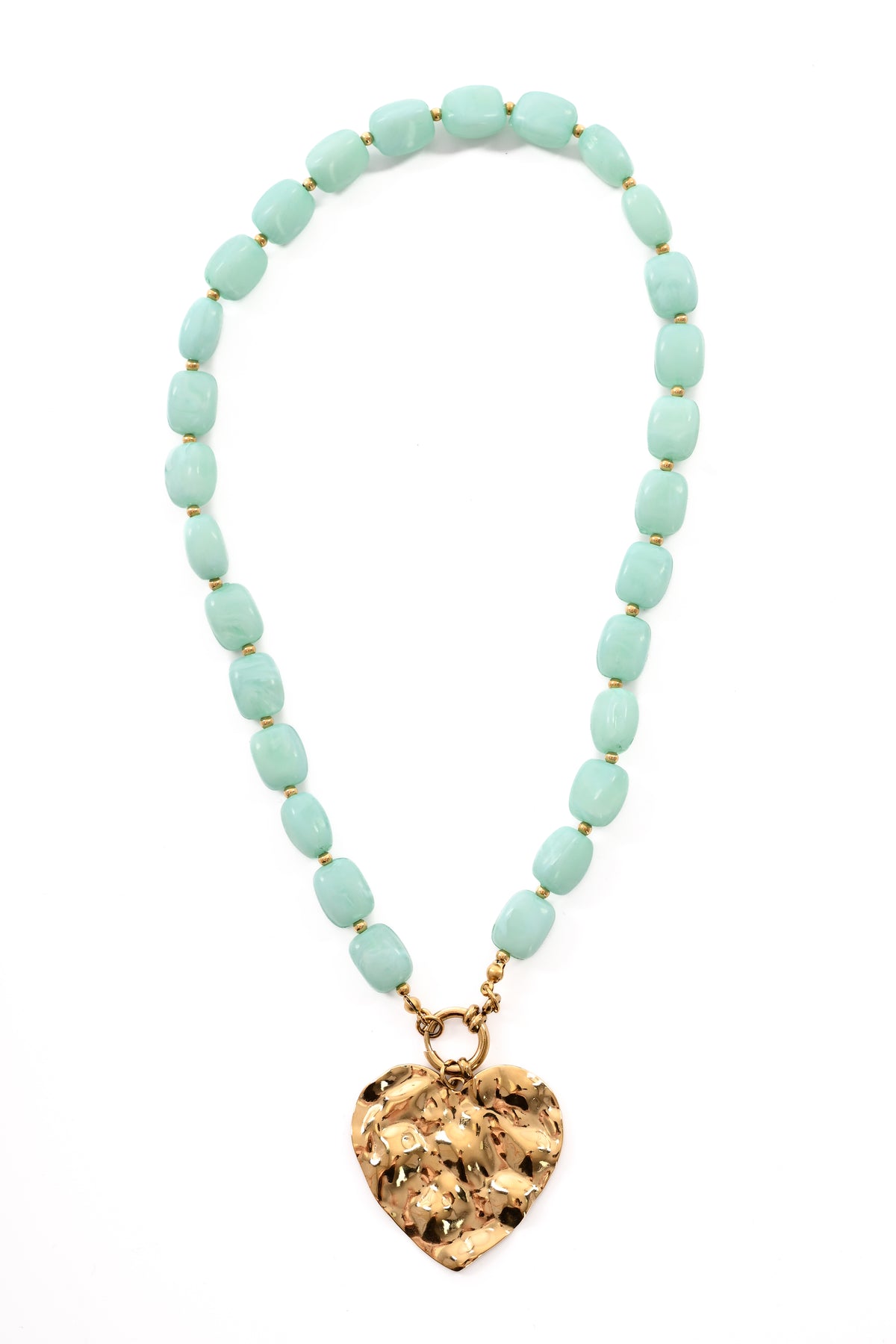 Ketting kralen met hart turquoise