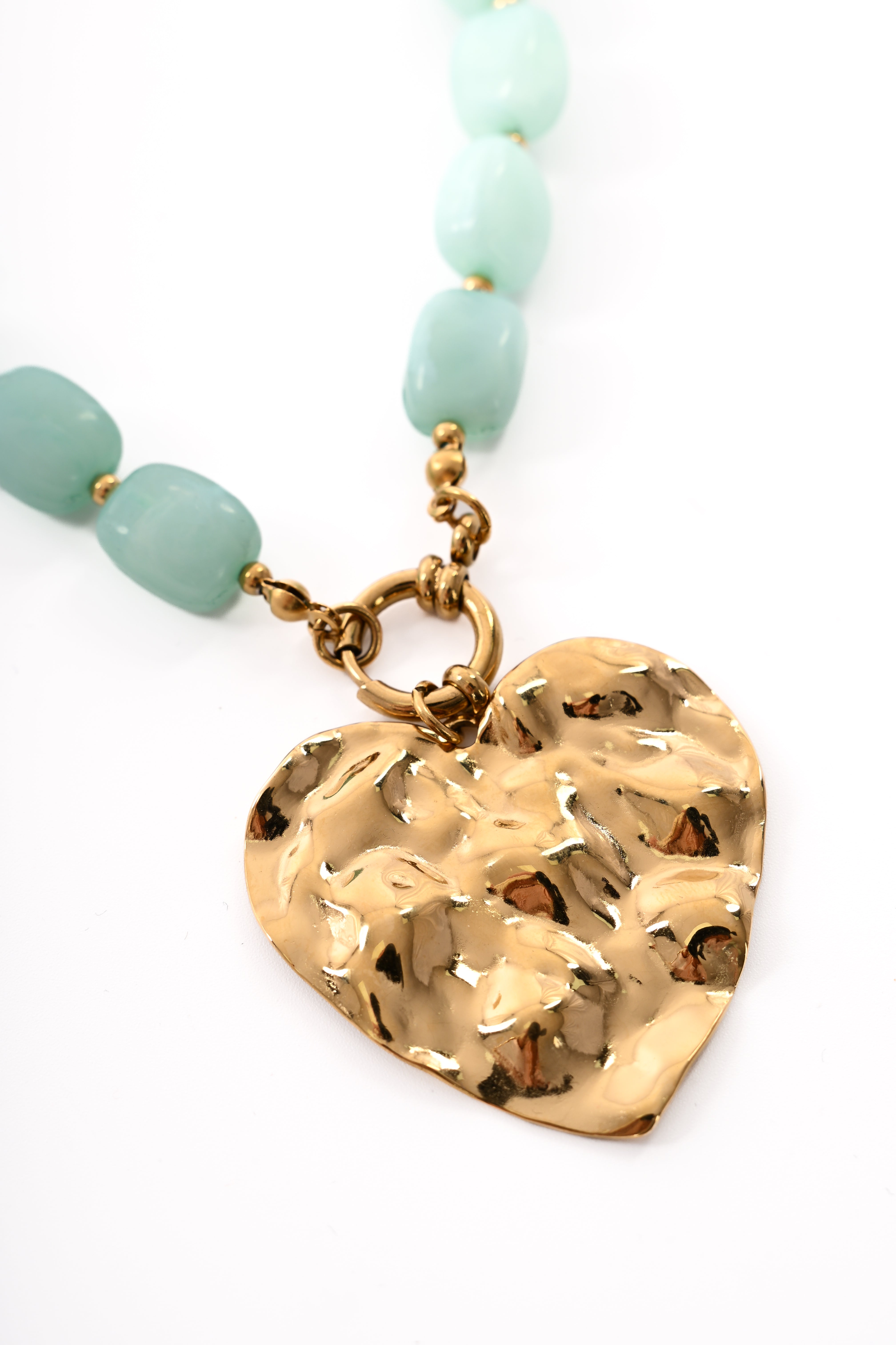 Ketting kralen met hart turquoise