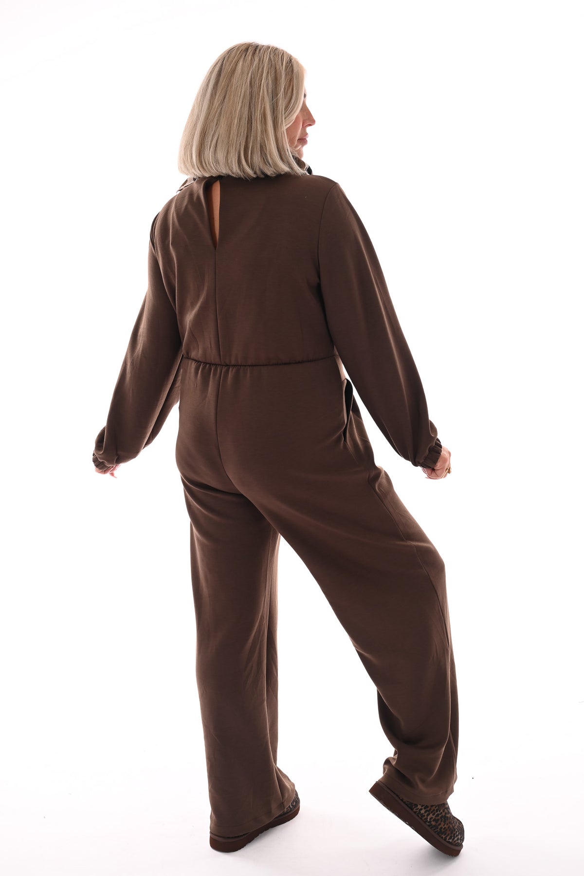 Jumpsuit deluxe v-hals uni bruin