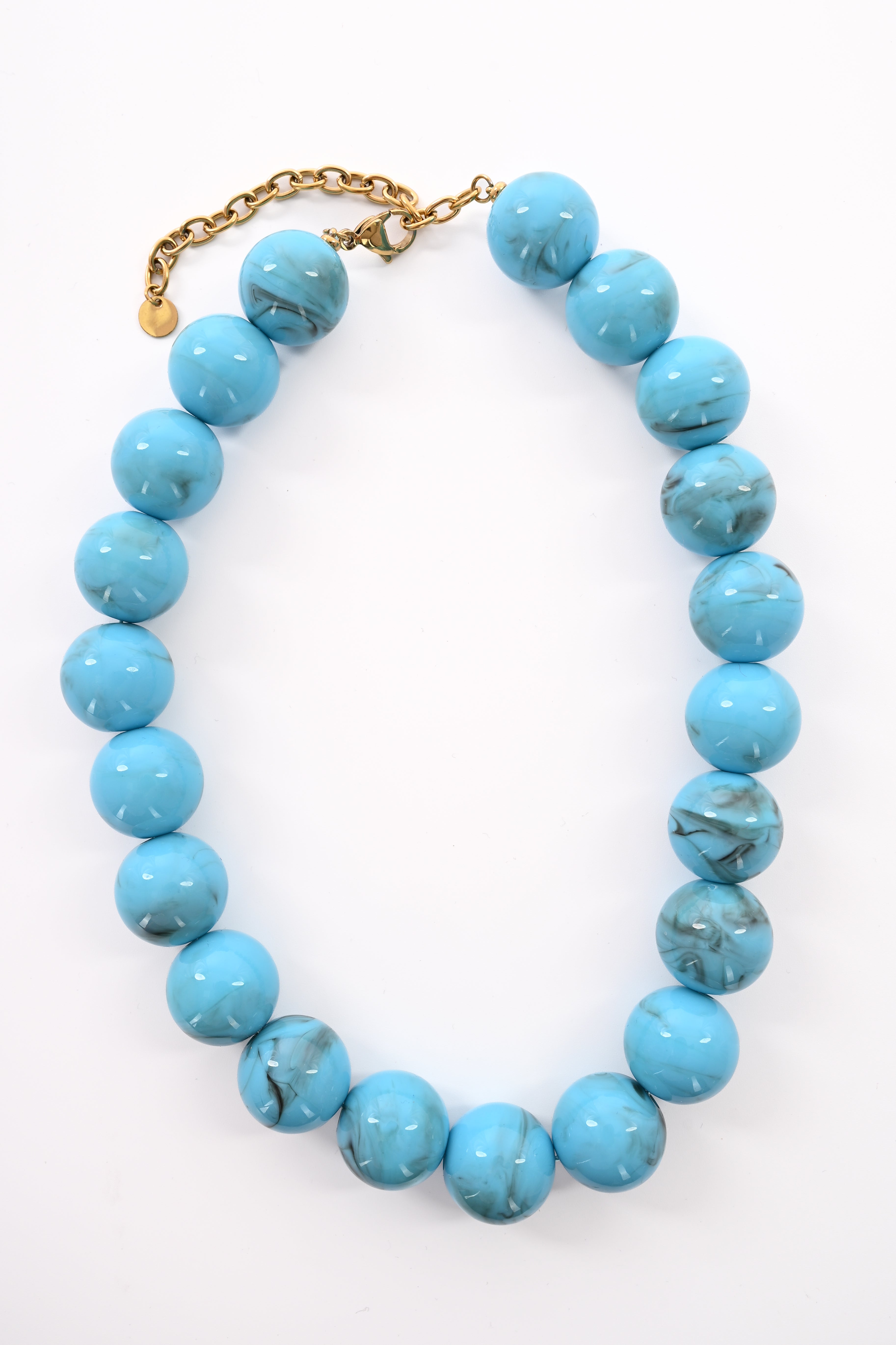 Ketting grote ronde kralen blauw