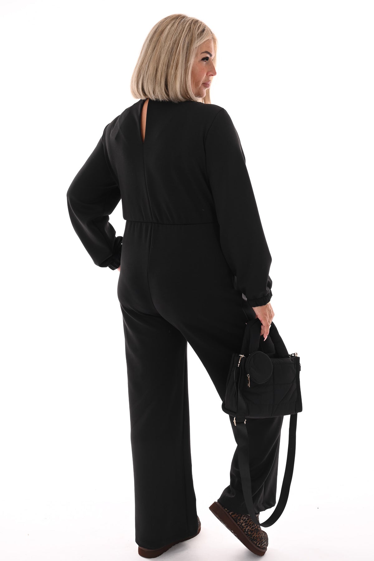 Jumpsuit deluxe v-hals uni zwart