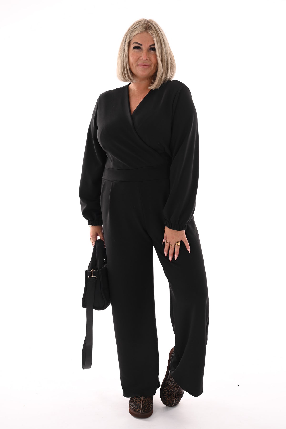 Jumpsuit deluxe v-hals uni zwart