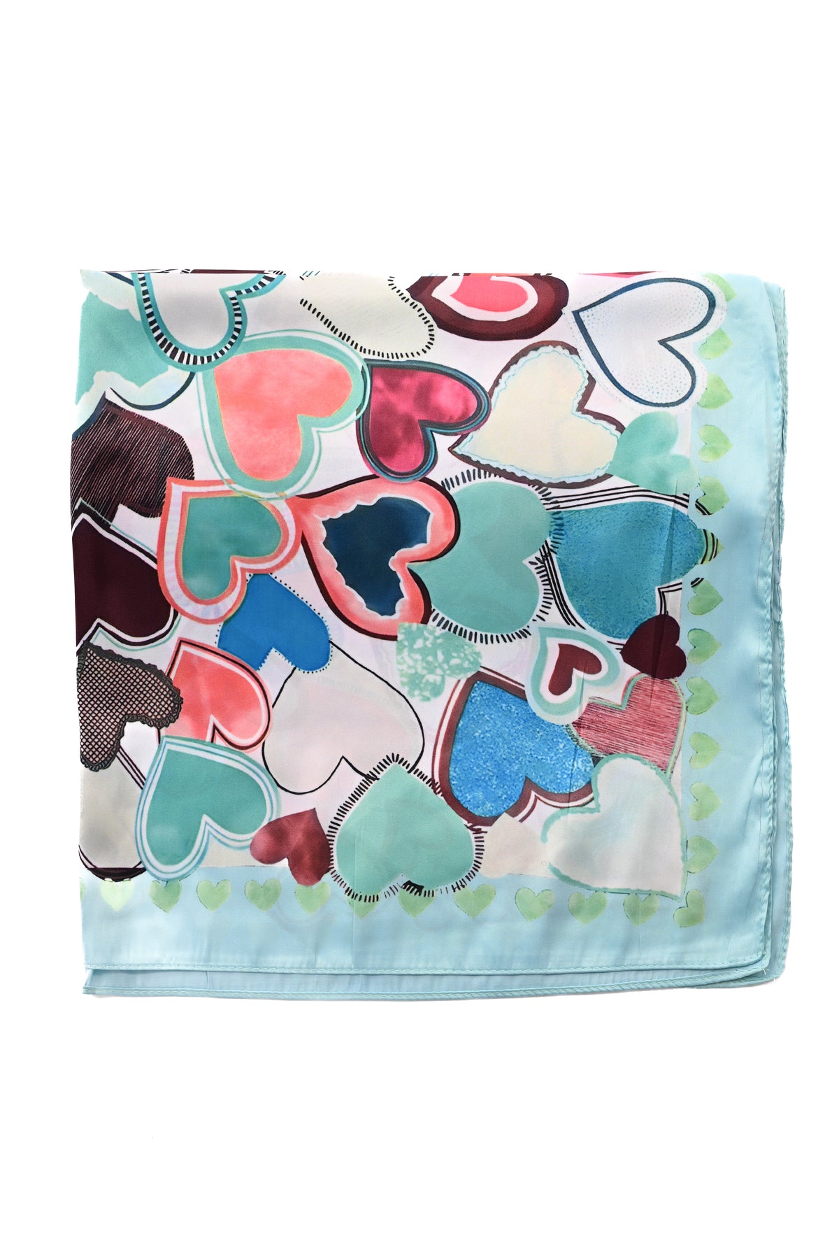 Kort sjaaltje mix hartjes turquoise