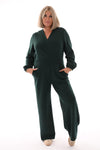 Jumpsuit deluxe v-hals uni flessengroen