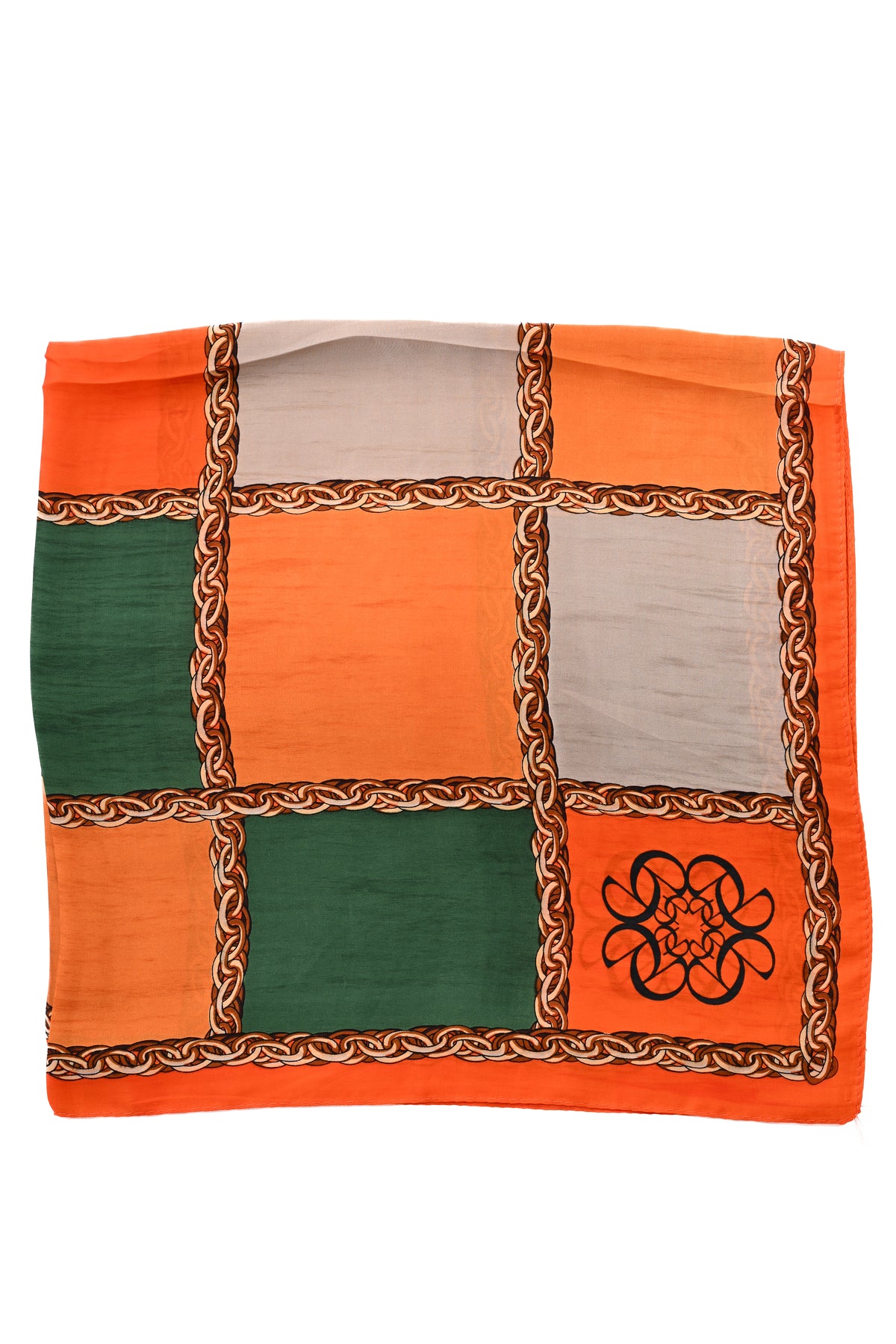 Kort sjaaltje ketting oranje/groen