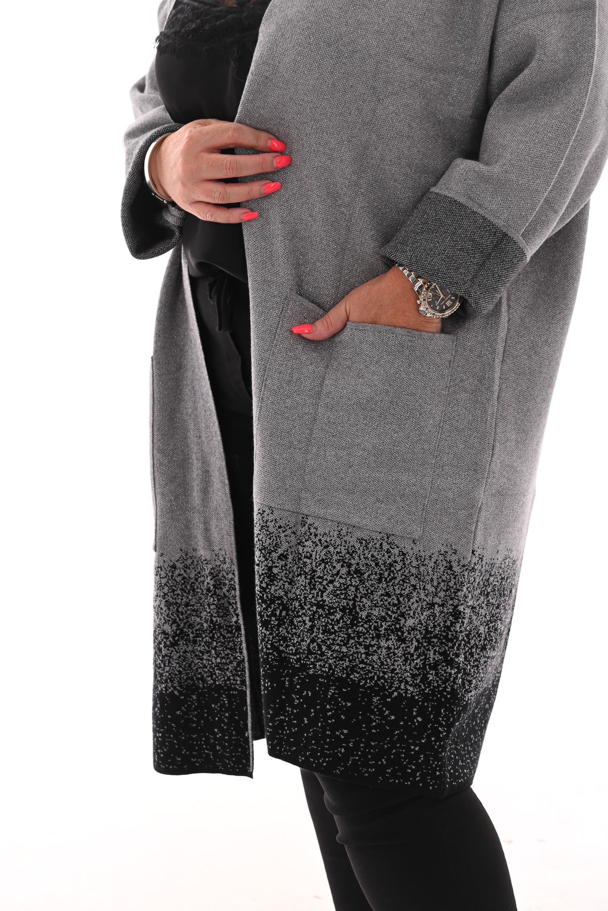 Oversized vest v-hals en grote zakken grijs