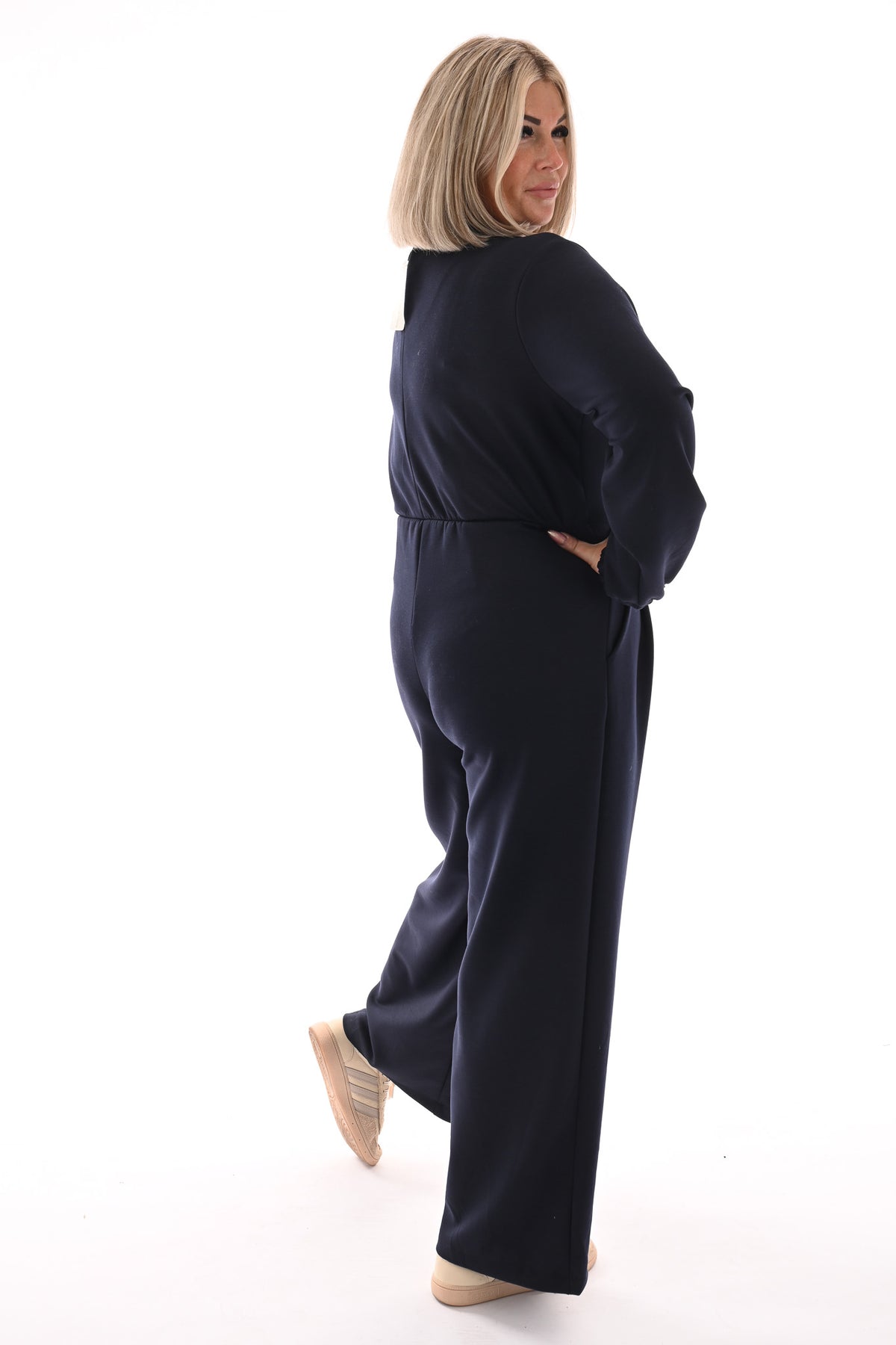 Jumpsuit deluxe v-hals uni marineblauw