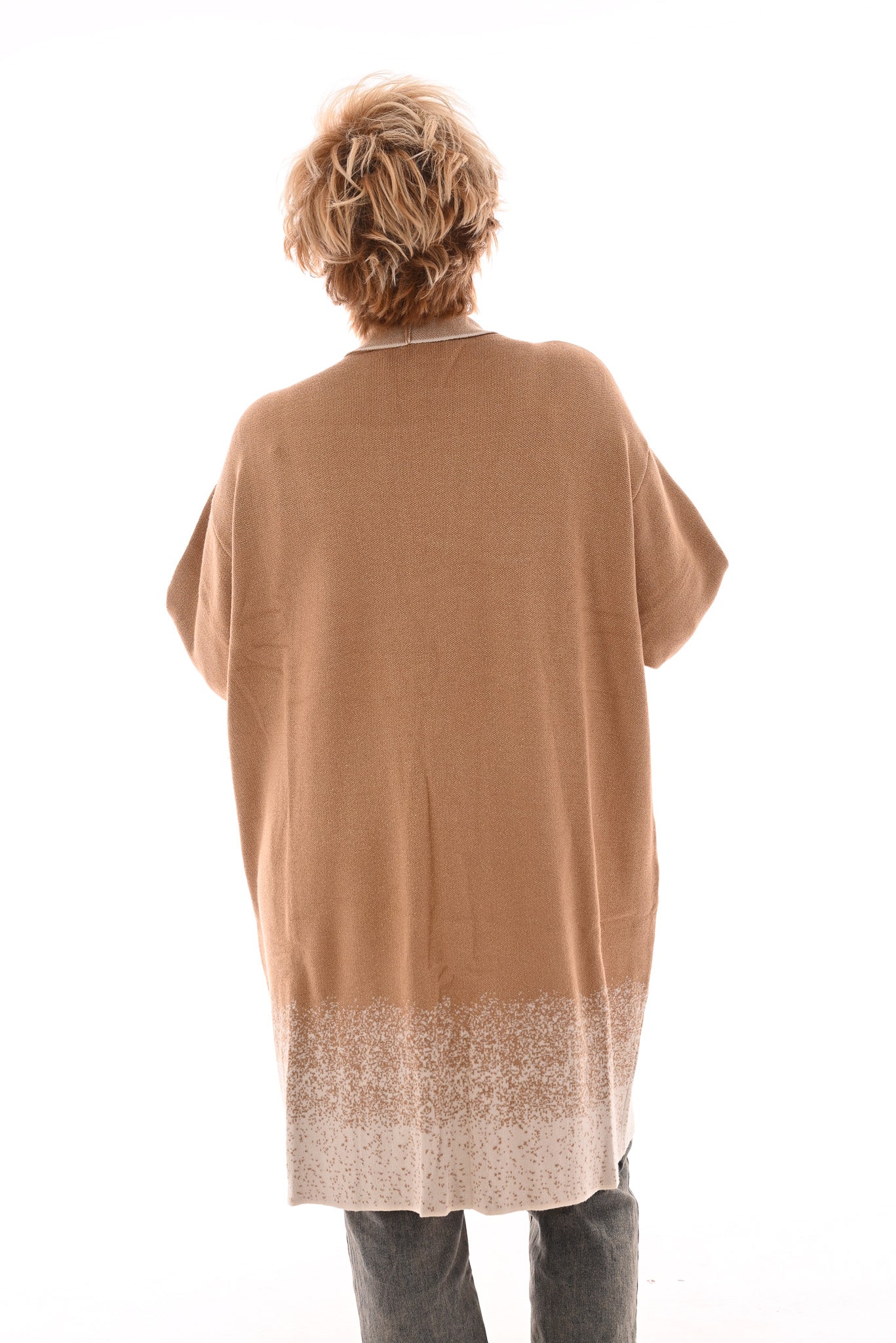 Oversized vest v-hals en grote zakken camel
