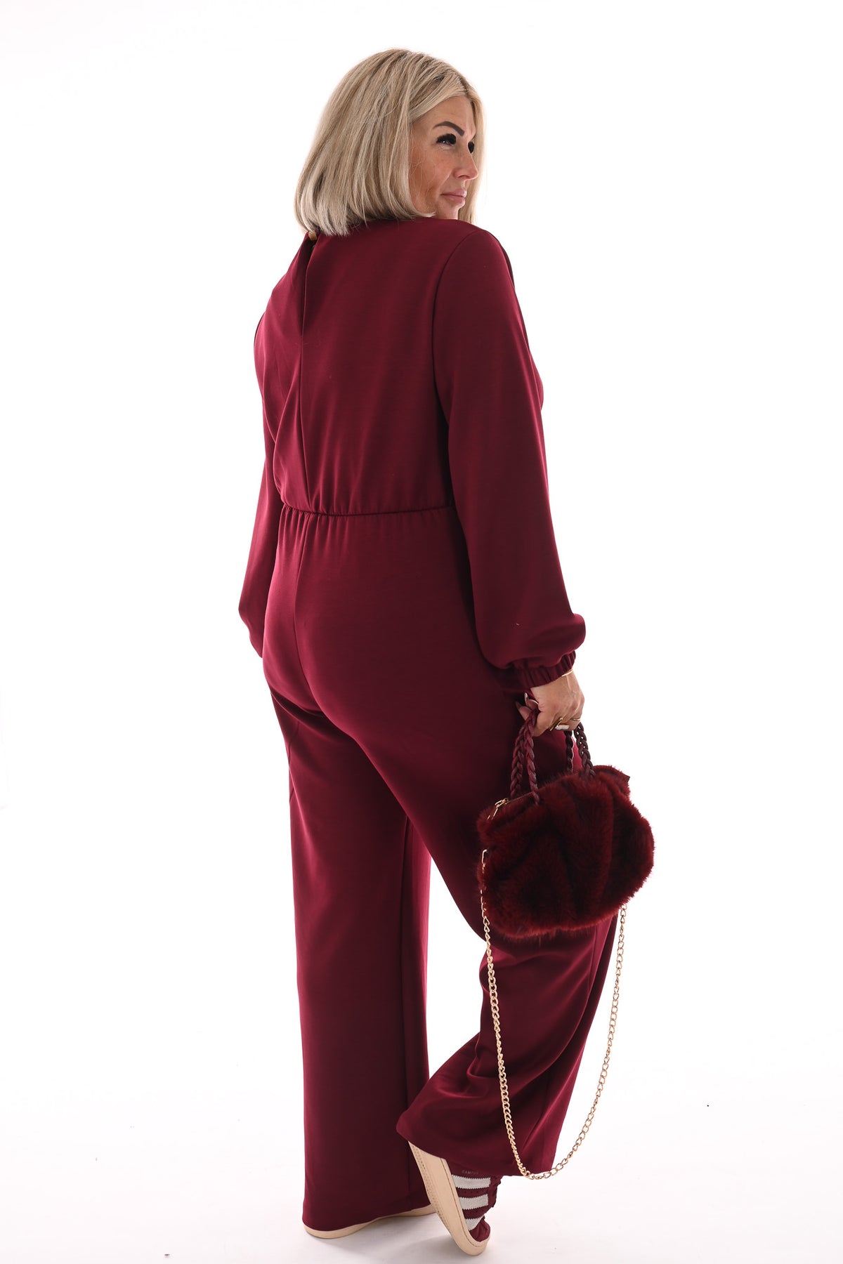 Jumpsuit deluxe v-hals uni bordeaux