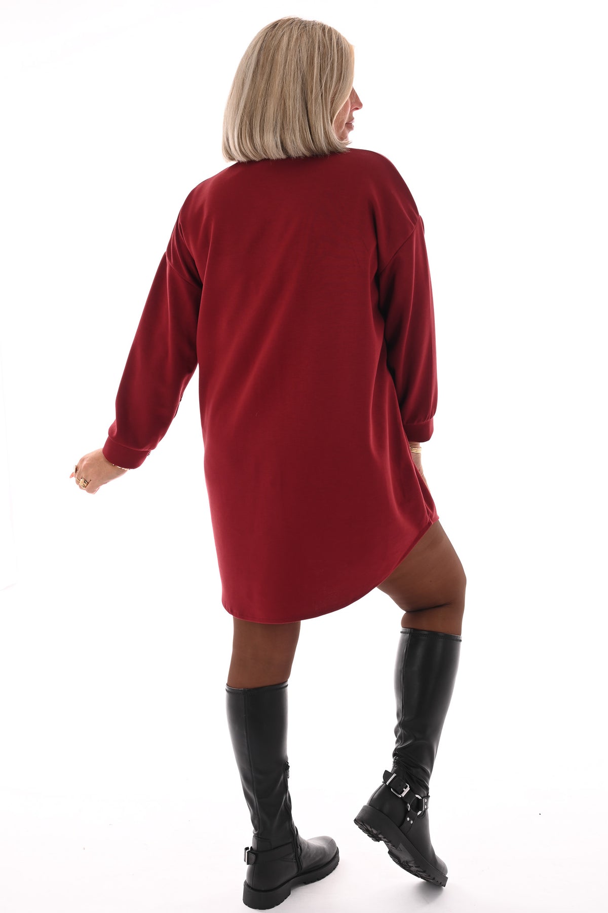 Half lange doorknoop blouse uni bordeaux