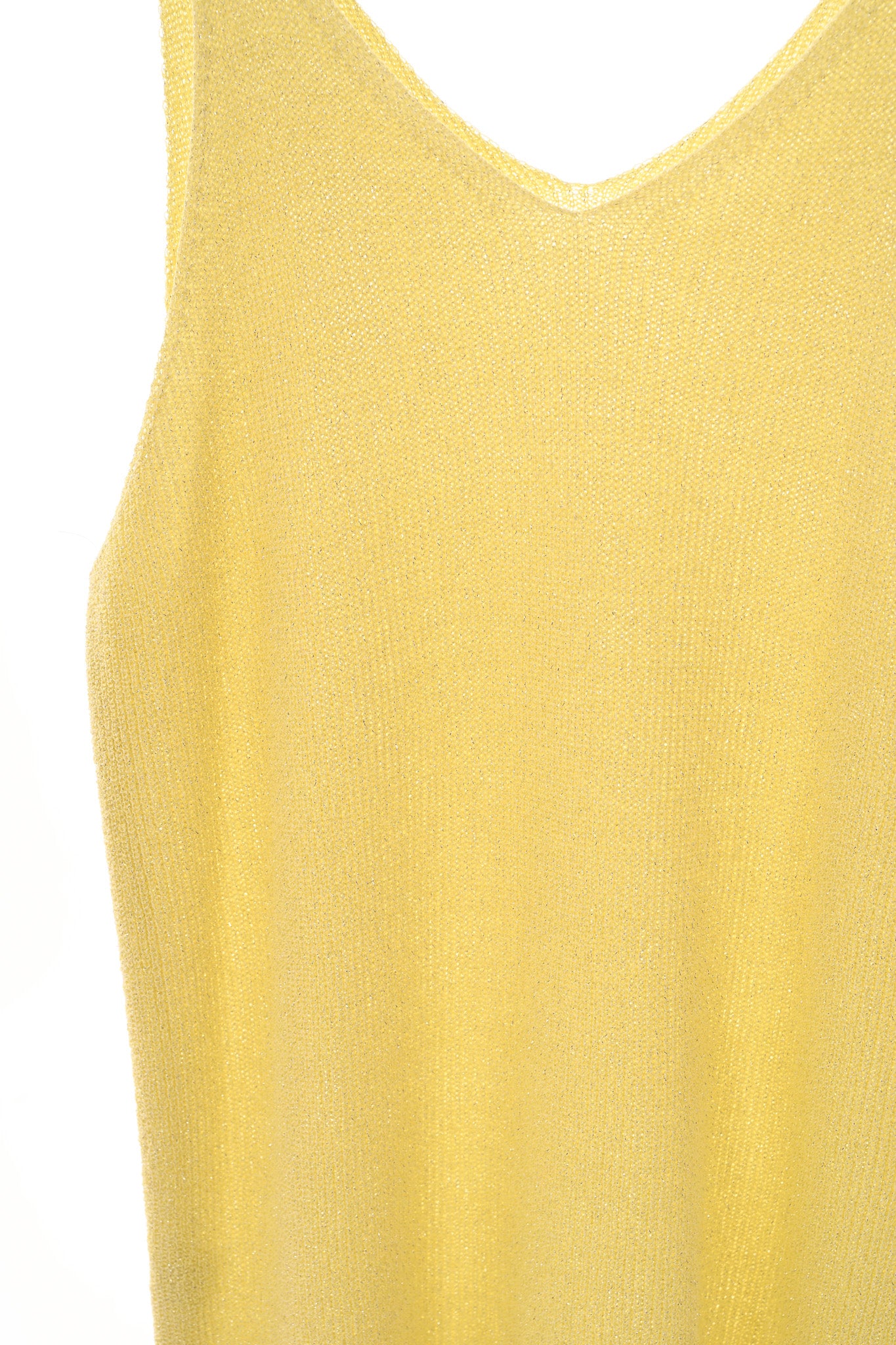 Hemdje lurex v-hals lichtgeel