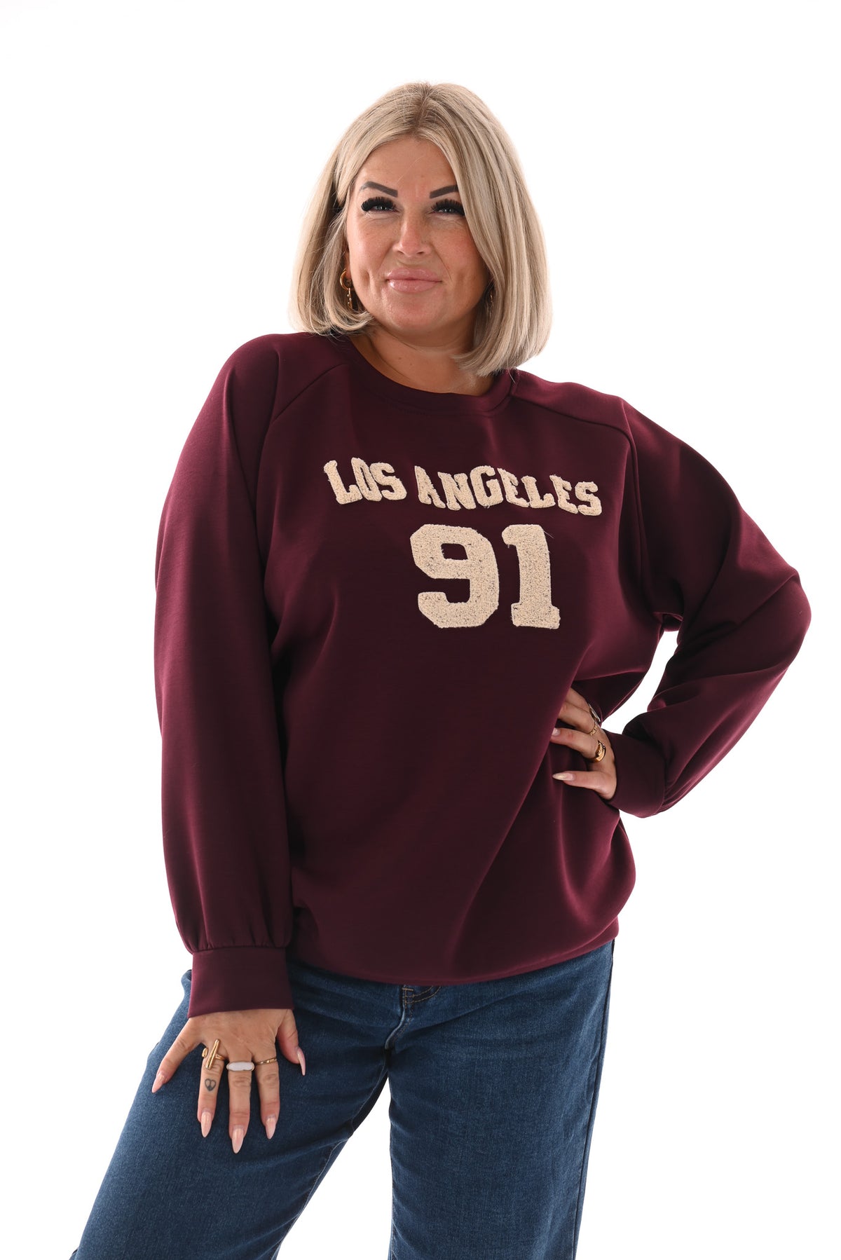 Sweater Los Angeles 91 aubergine