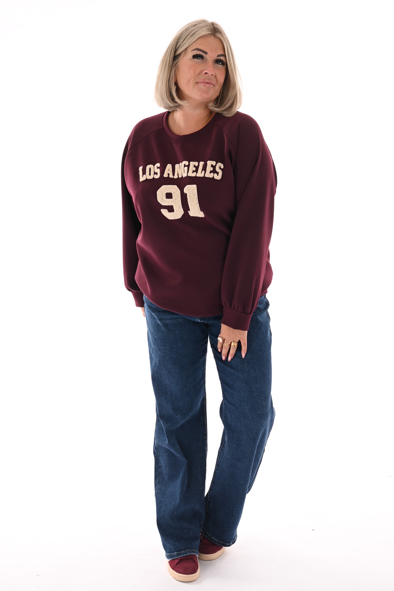Sweater Los Angeles 91 aubergine