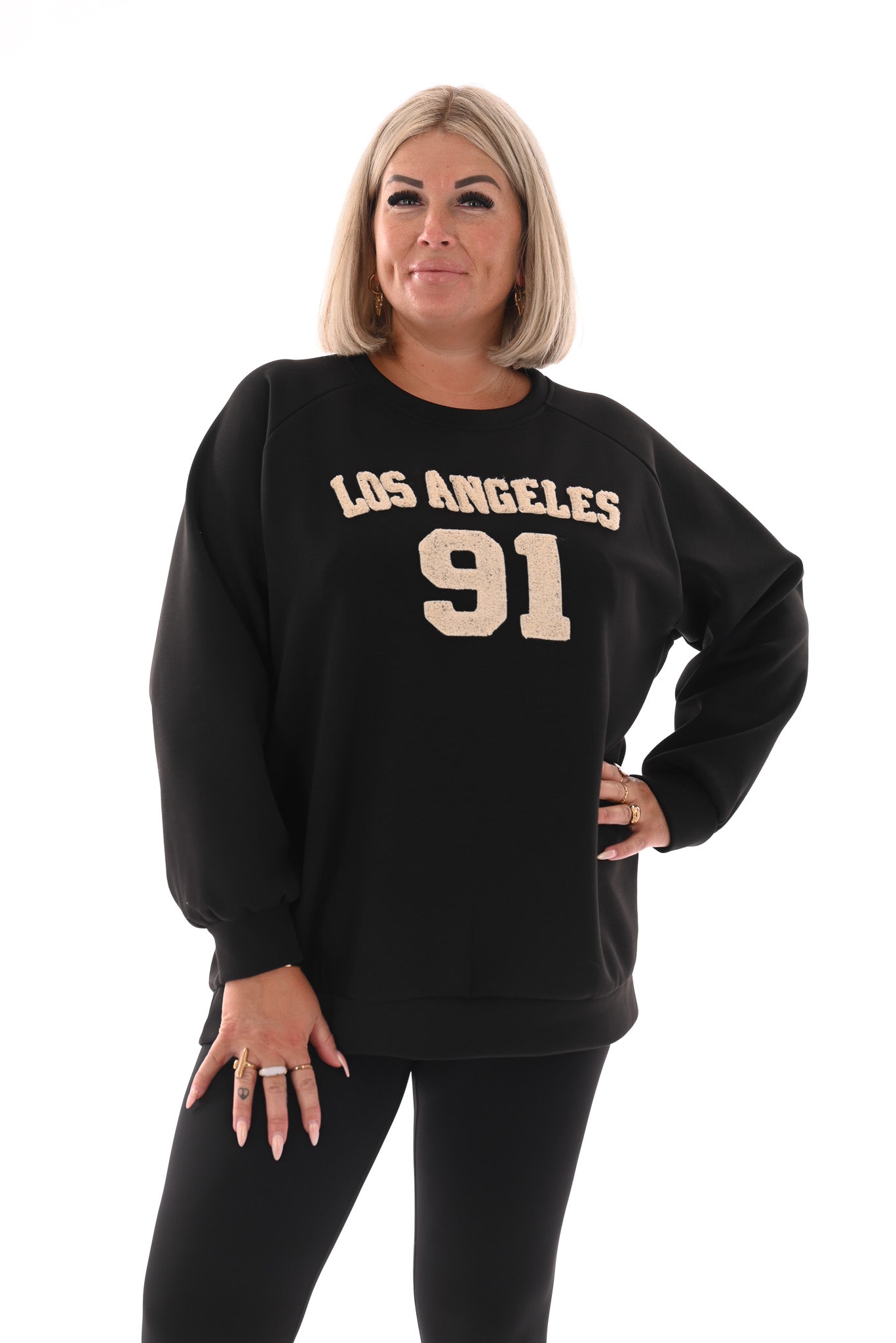Sweater Los Angeles 91 zwart
