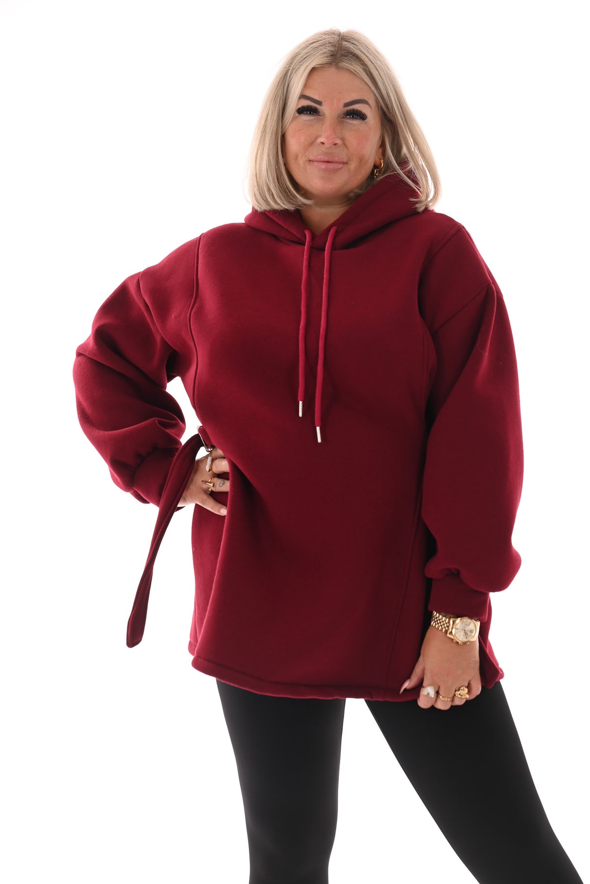 Lange sweater gesp detail bordeaux