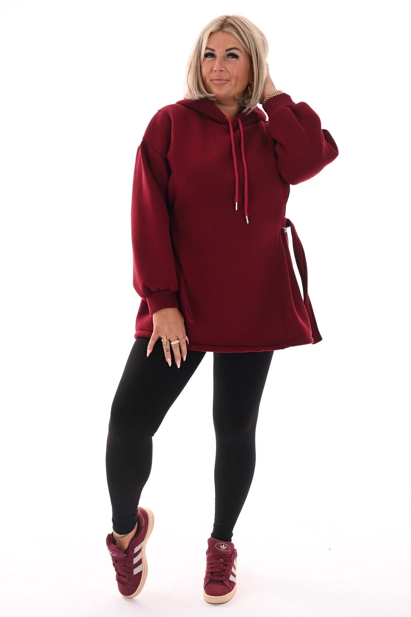 Lange sweater gesp detail bordeaux