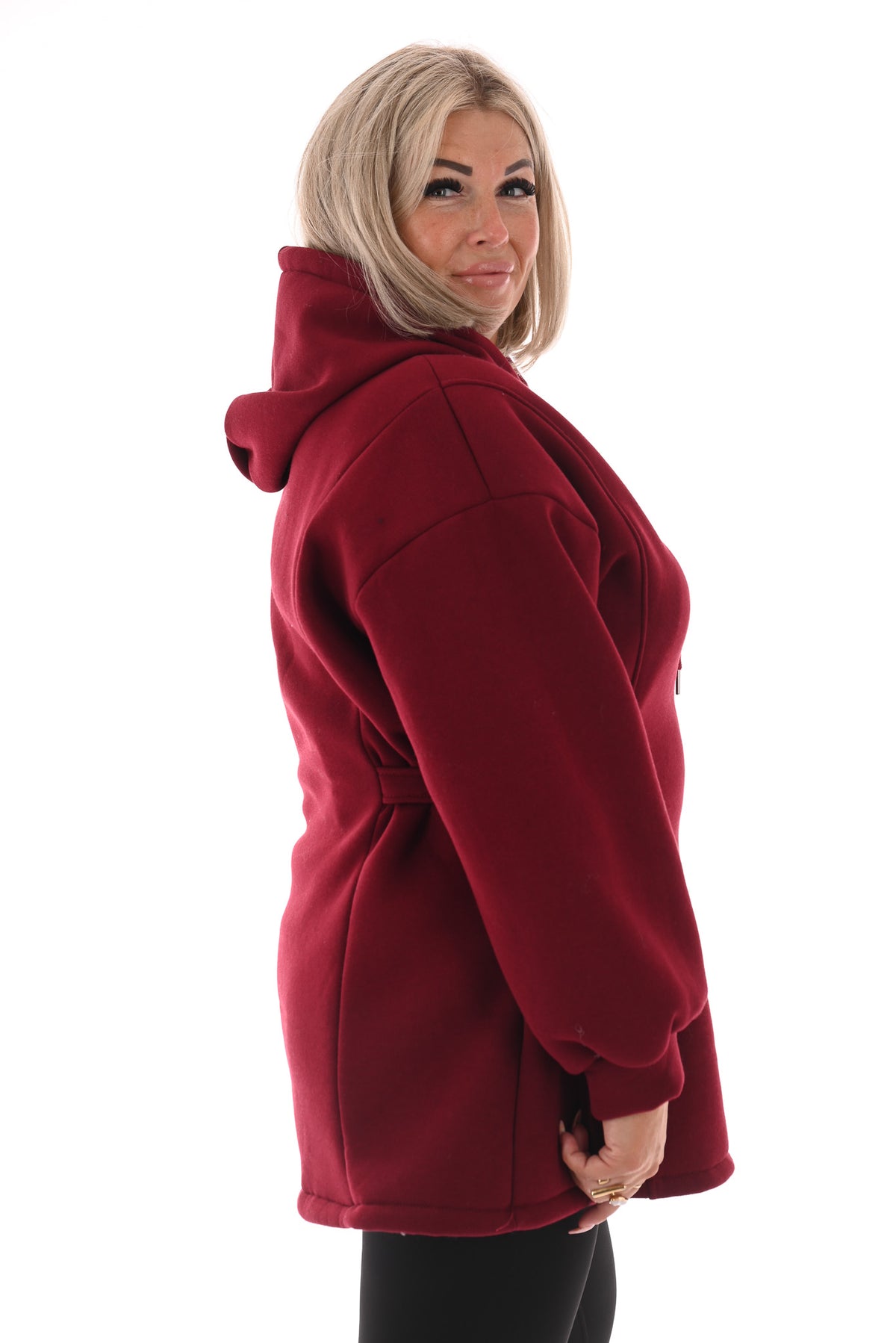 Lange sweater gesp detail bordeaux