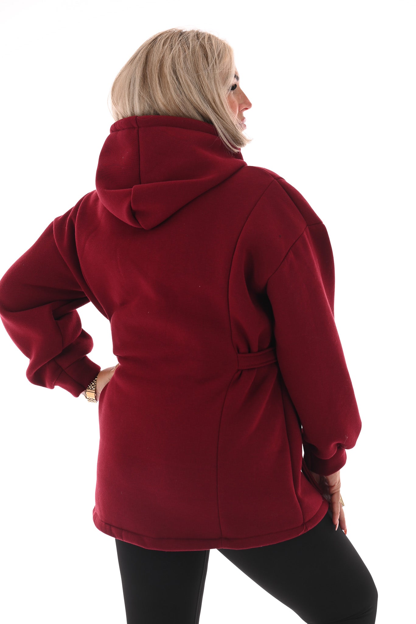 Lange sweater gesp detail bordeaux