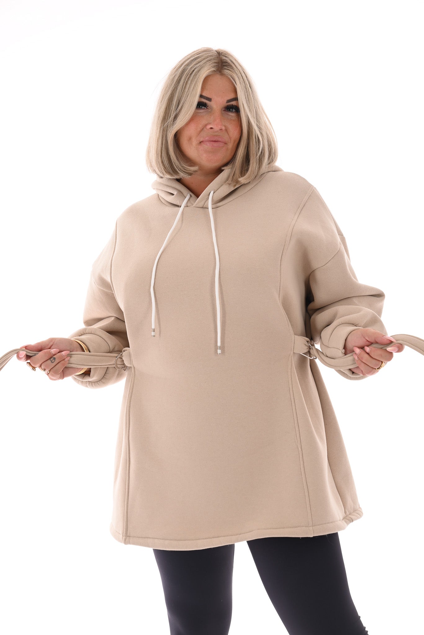 Lange sweater gesp detail beige