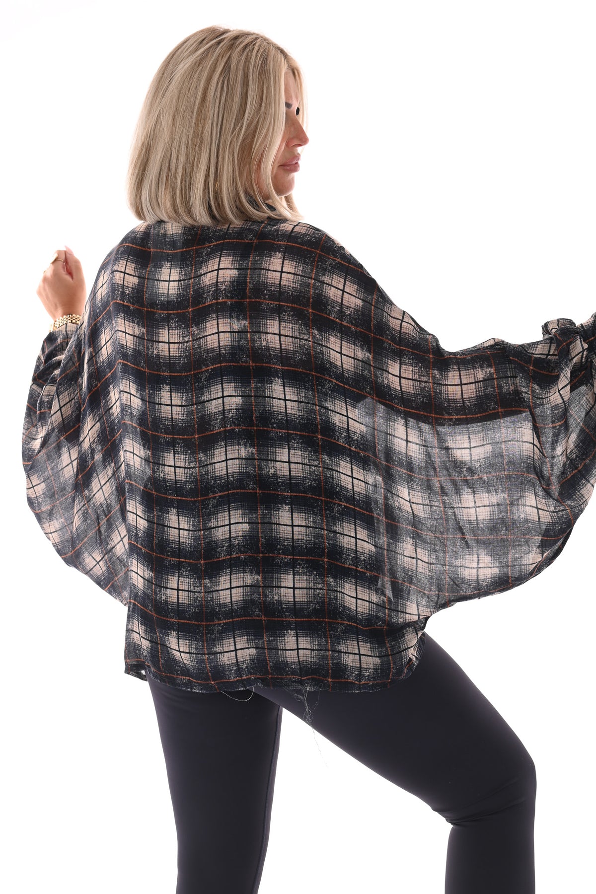 Houthakkers vleermuis blouse marineblauw