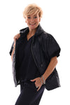 Korte bodywarmer met capuchon marineblauw
