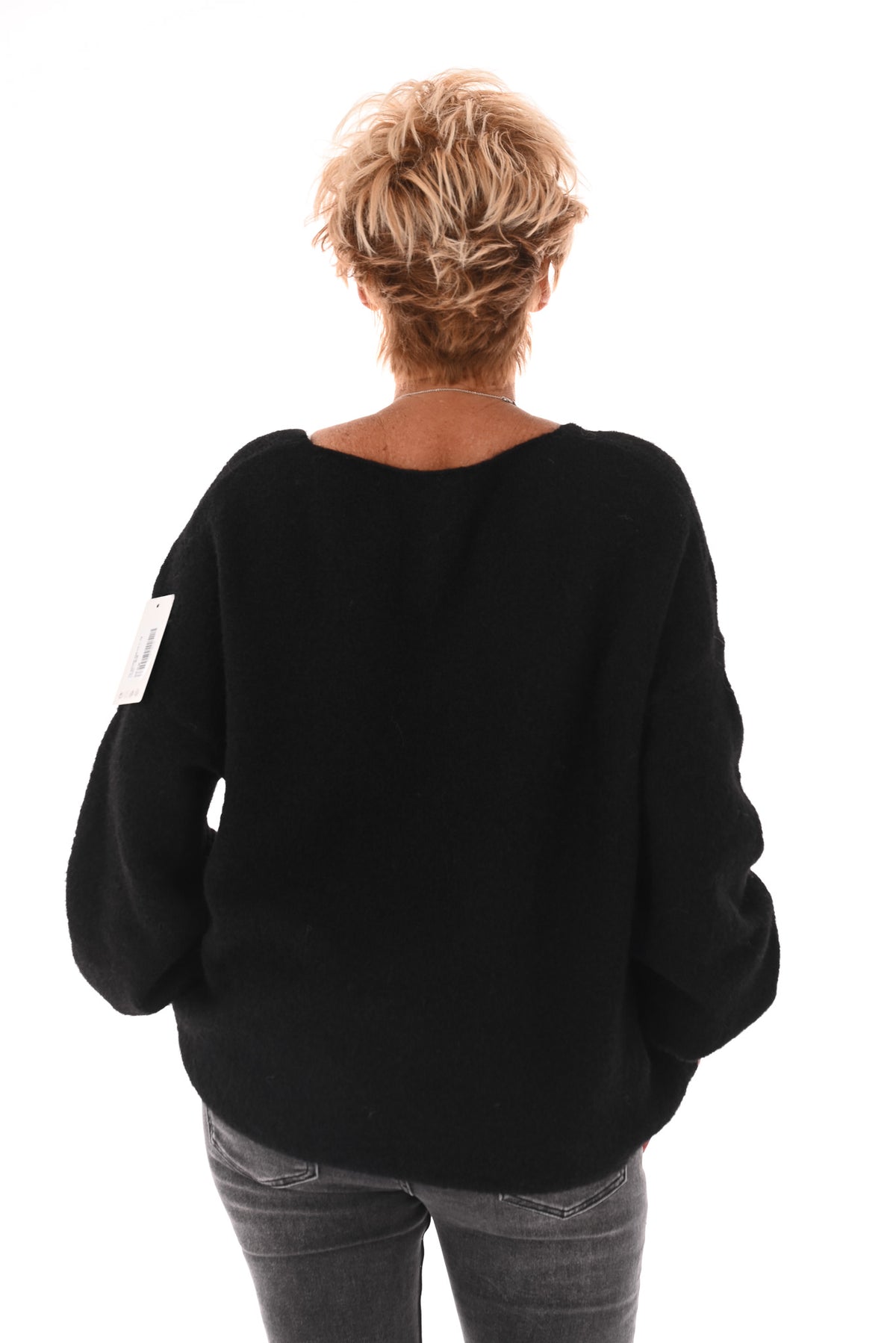 Fijn gebreide basic trui v-hals zwart