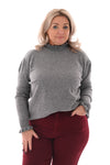 Basic trui roezelkraag grijs
