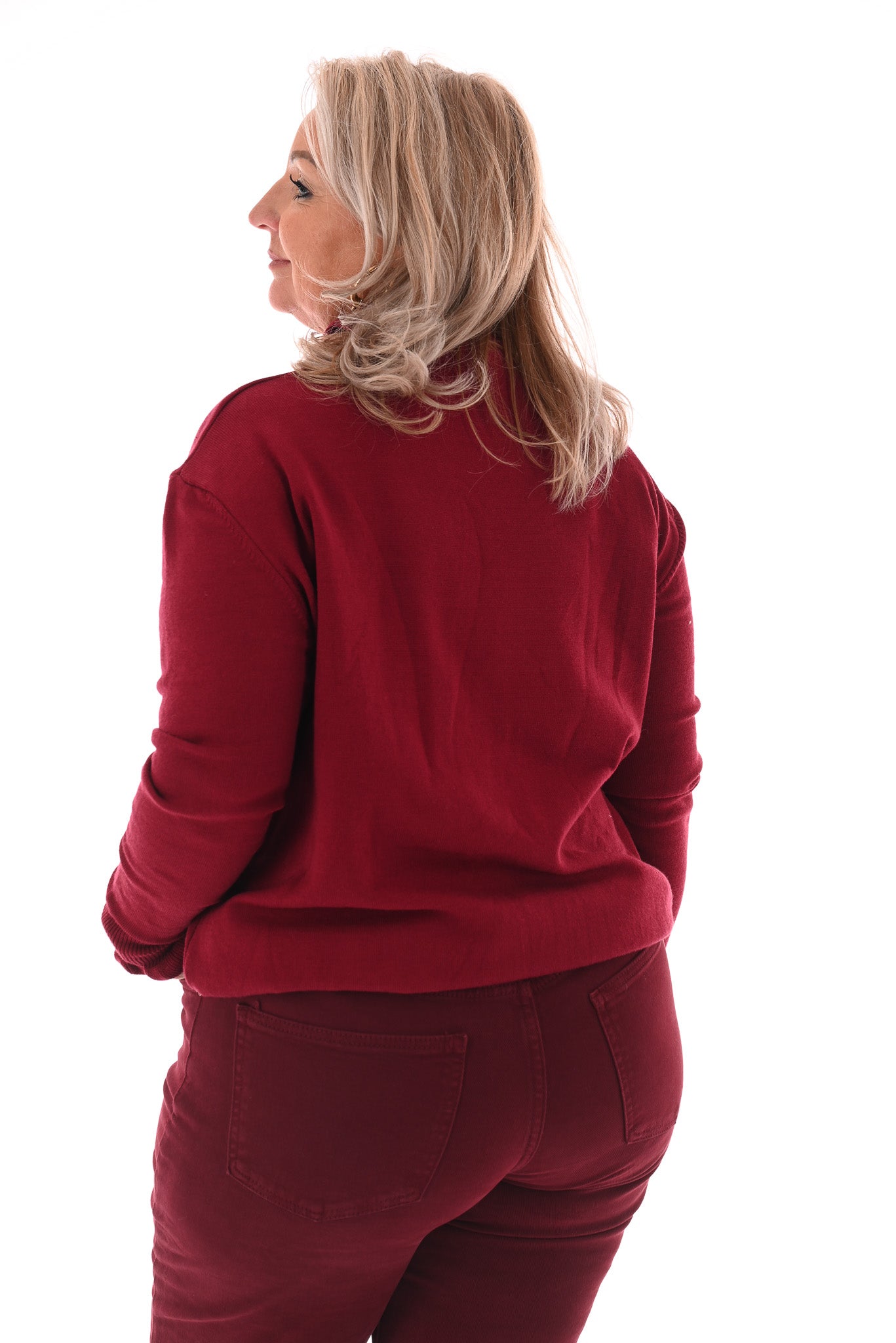 Basic trui roezelkraag bordeaux