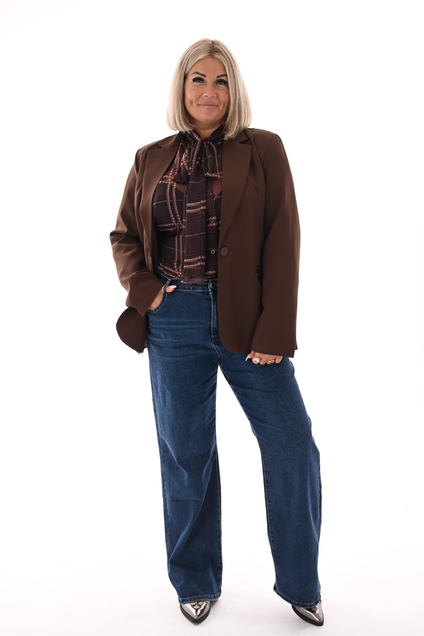 Blazer uni donkerbruin