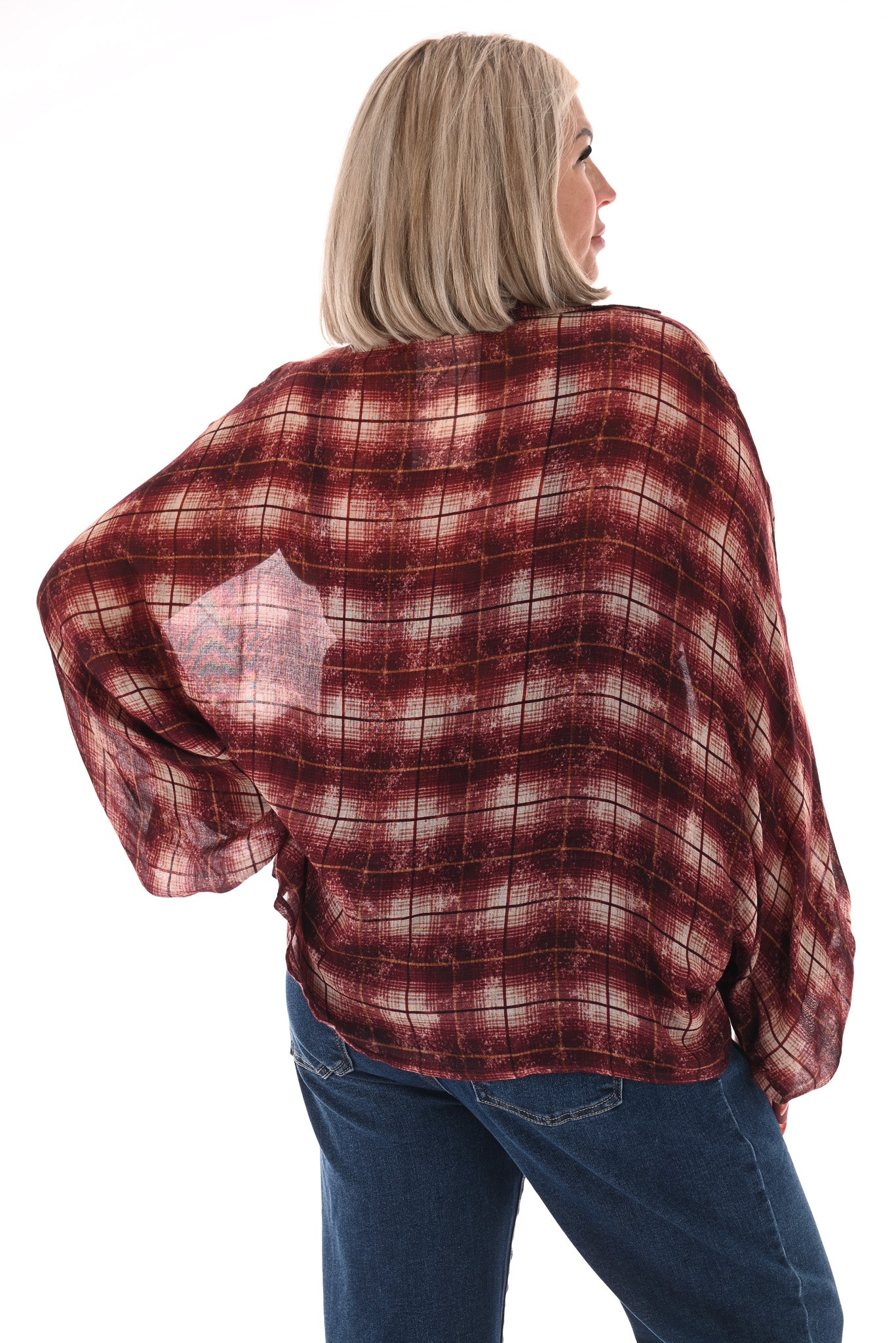 Houthakkers vleermuis blouse bordeaux