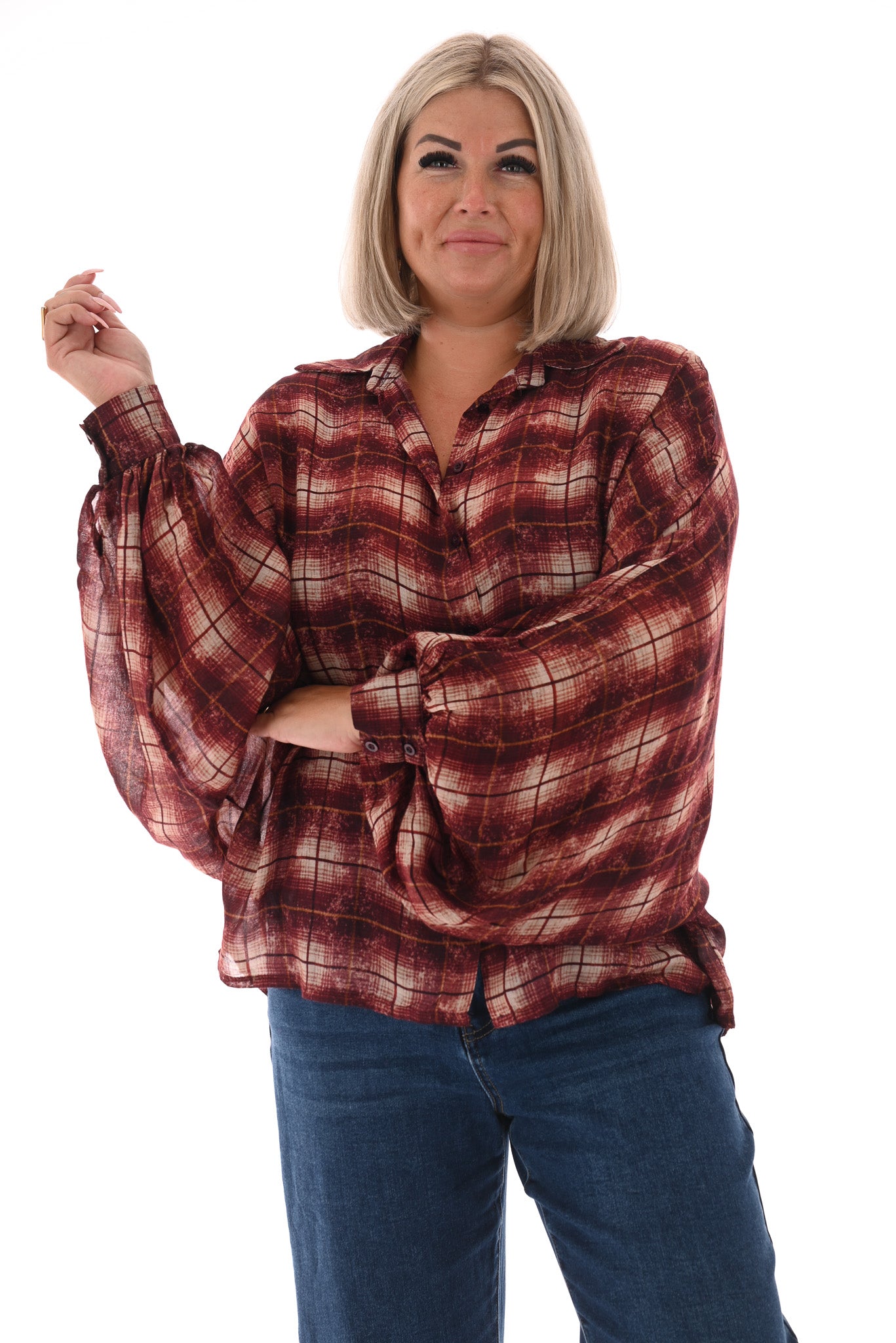 Houthakkers vleermuis blouse bordeaux