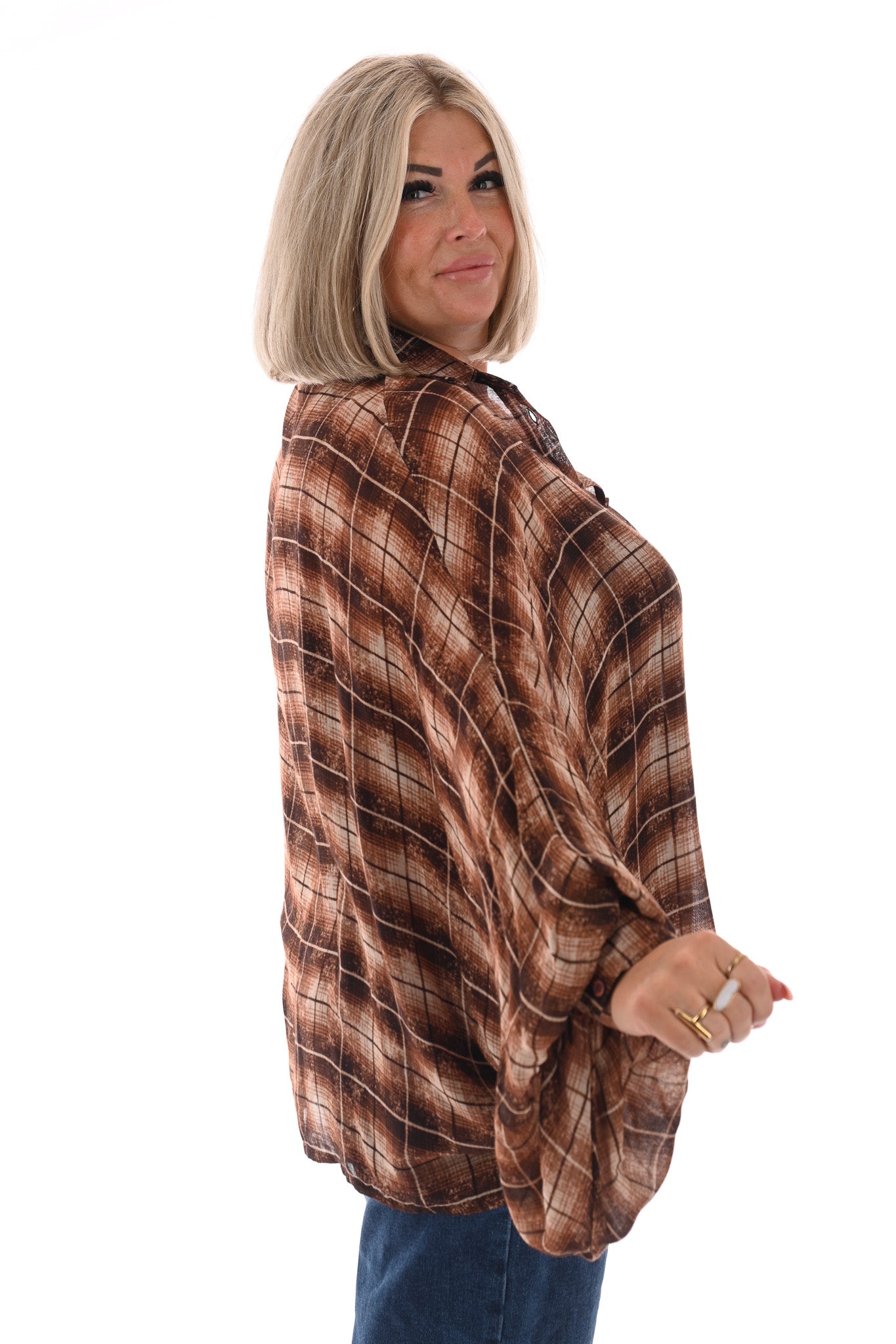 Houthakkers vleermuis blouse bruin