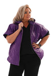 Korte bodywarmer met capuchon paars