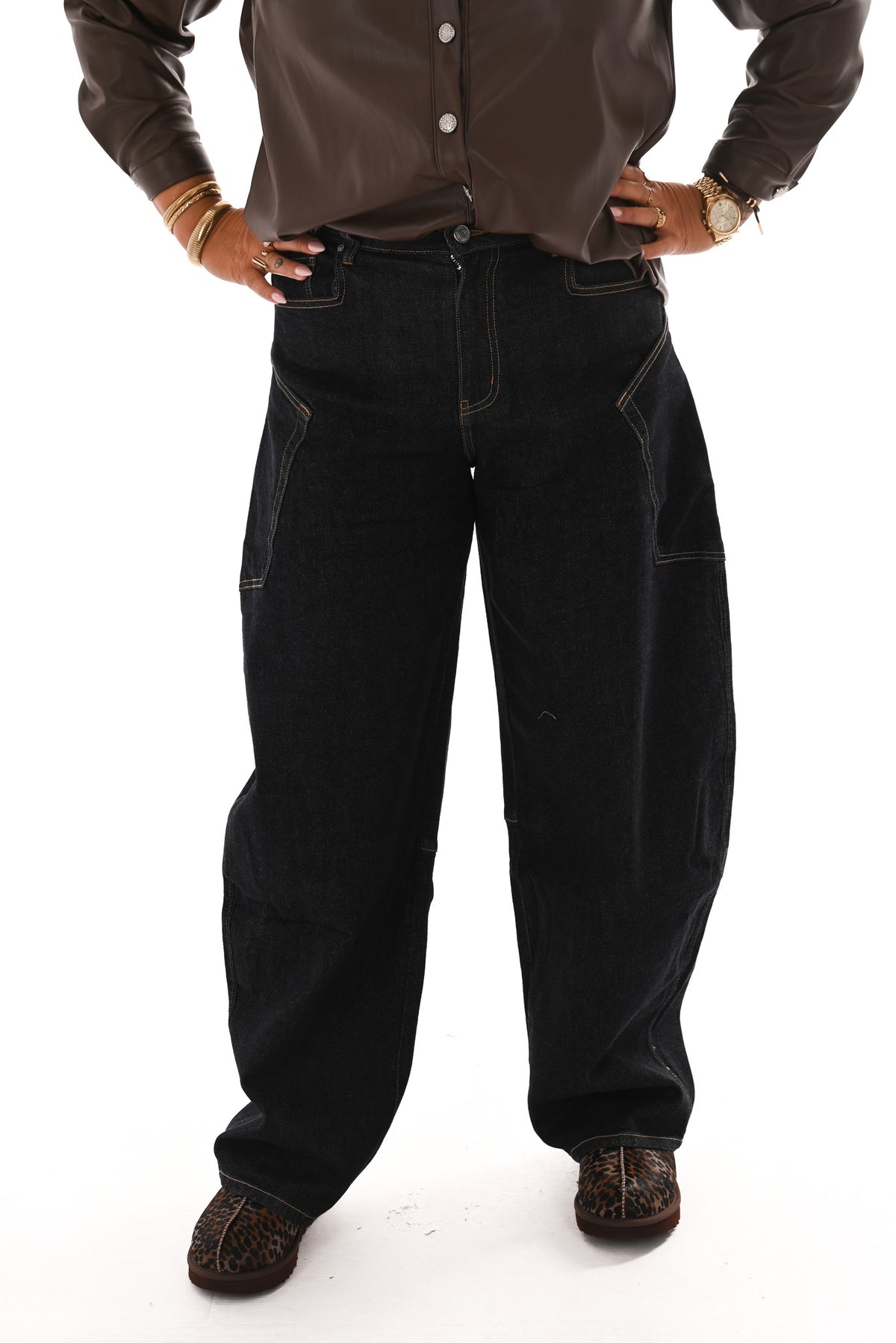 Queen of hearts ballon jeans donkerblauw