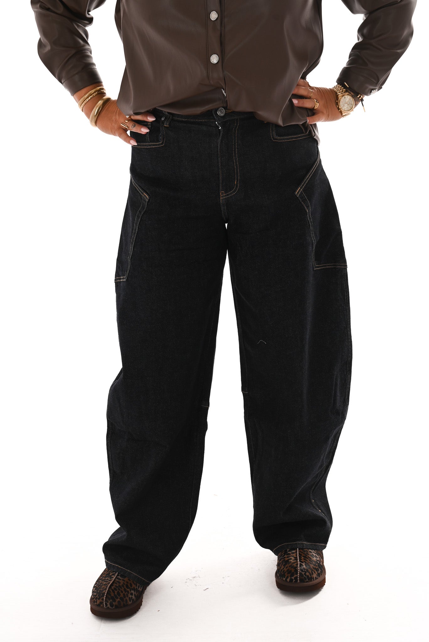 Queen of hearts ballon jeans donkerblauw