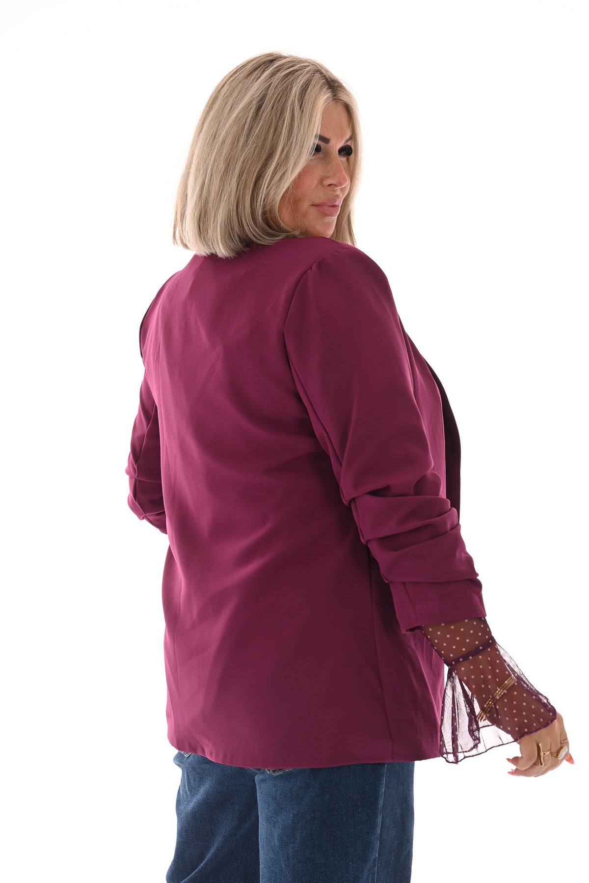 Blazer gedrapeerde mouwen magenta