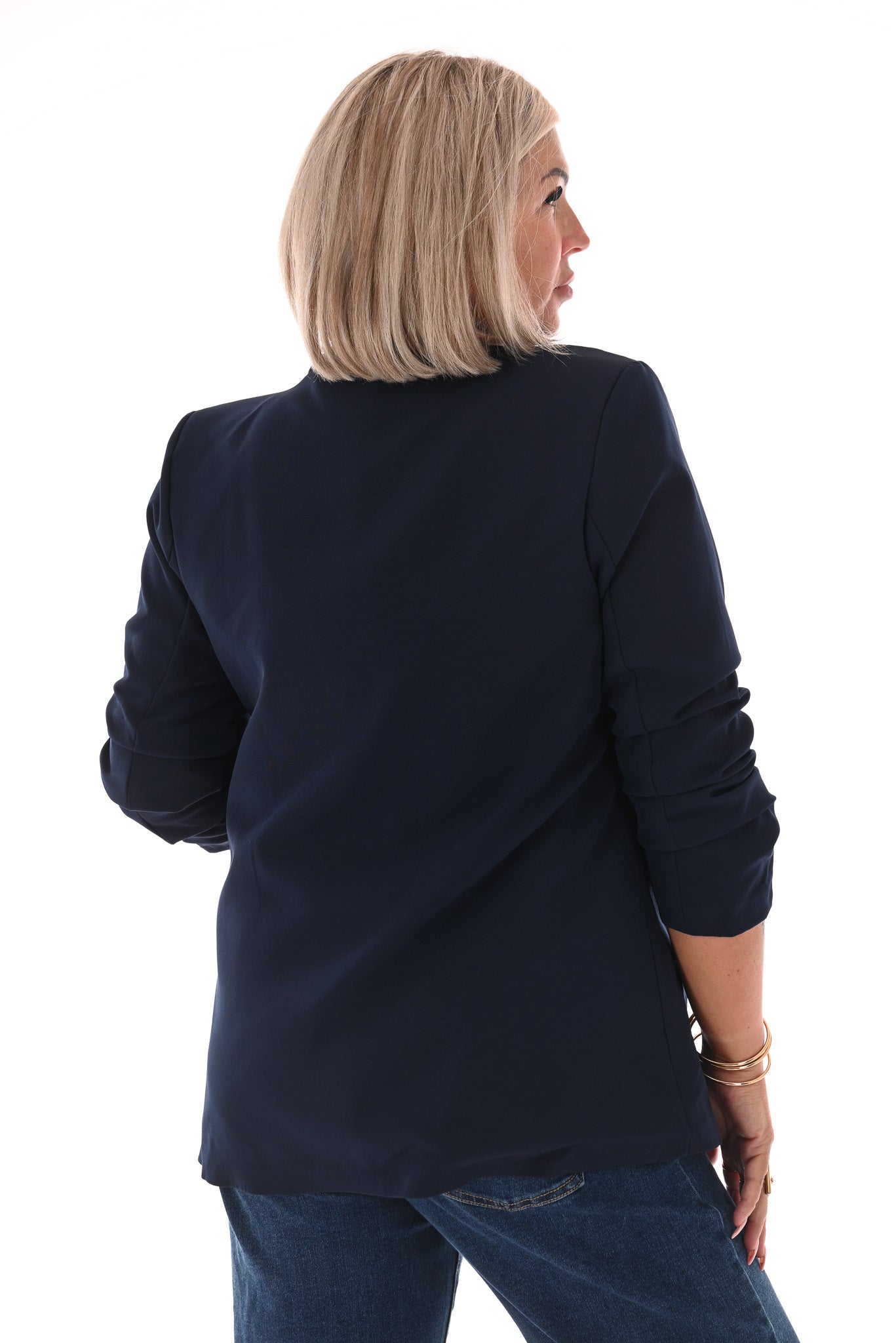 Blazer gedrapeerde mouwen marineblauw