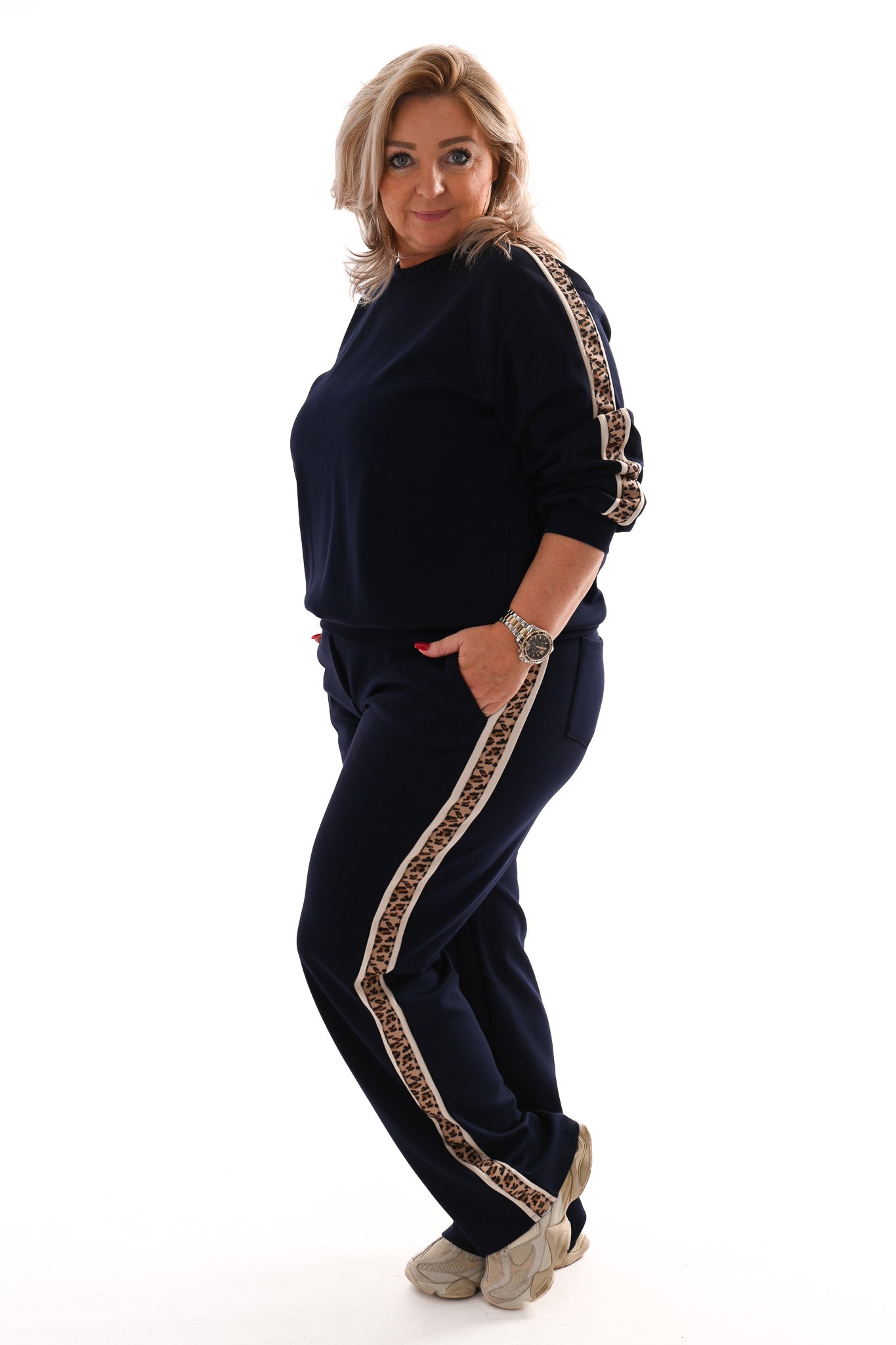 Tweedelig jogging set panterbies marineblauw
