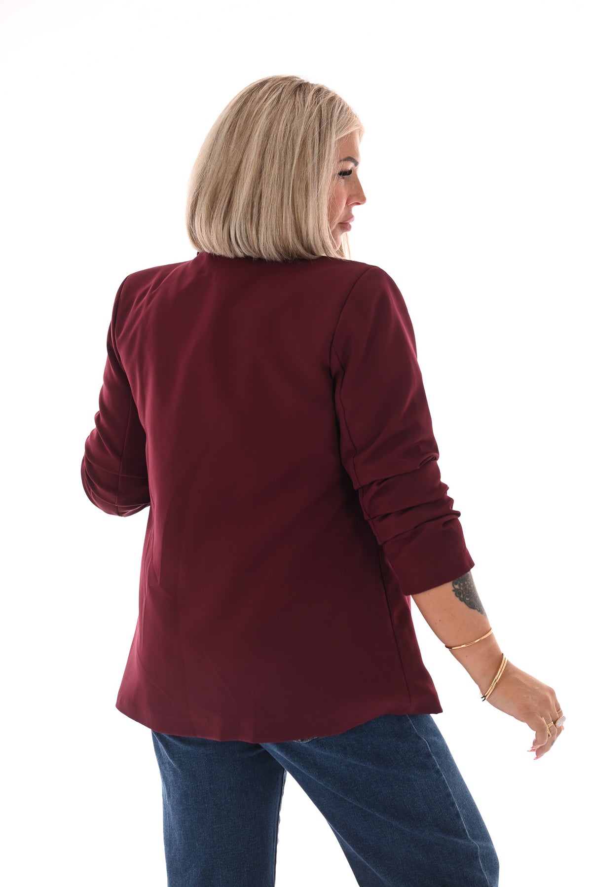 Blazer gedrapeerde mouwen aubergine