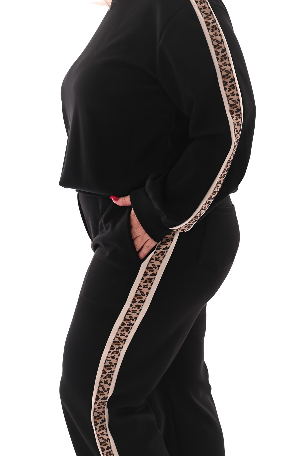 Tweedelig jogging set panterbies zwart