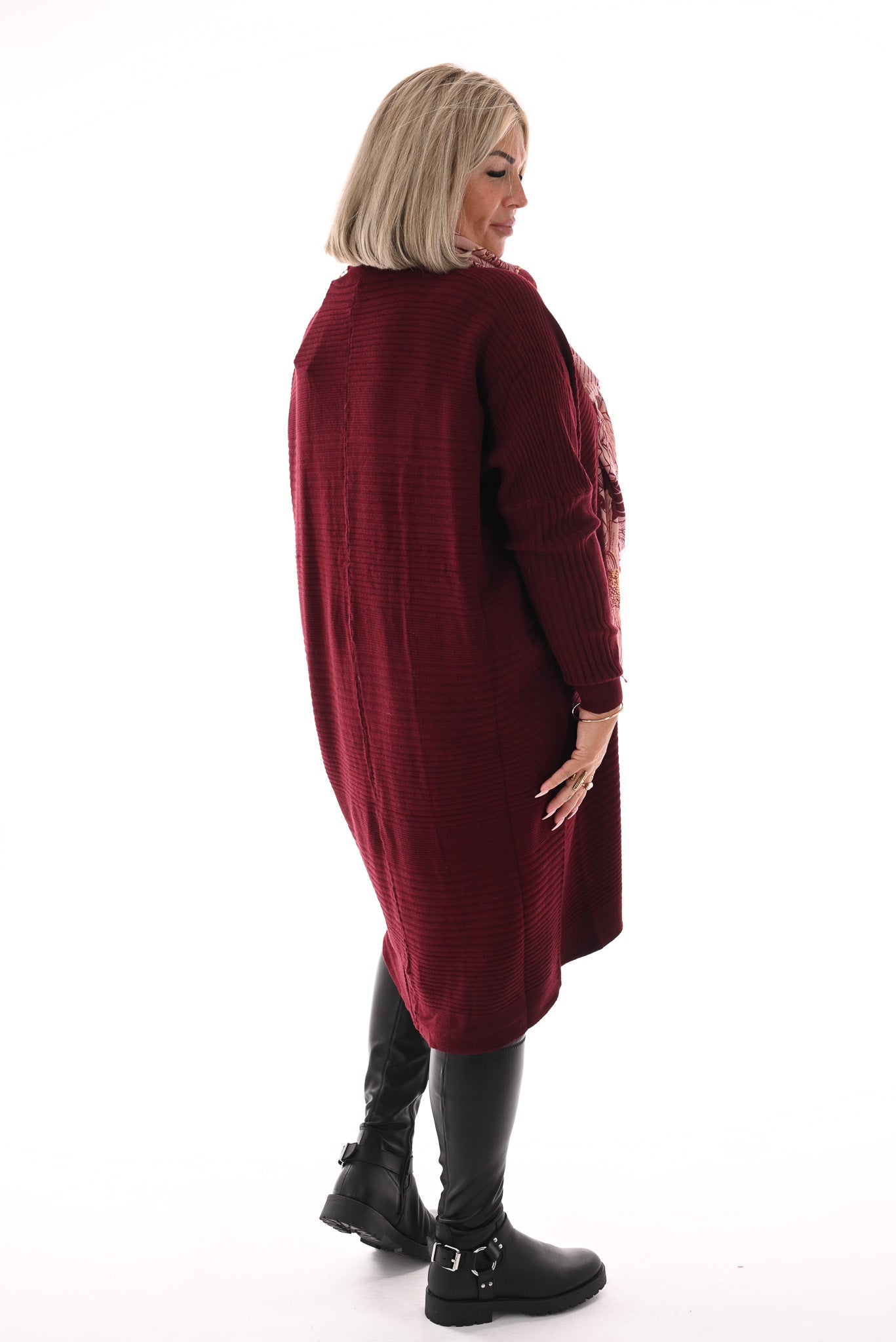 Jurk lijnen v-hals bordeaux