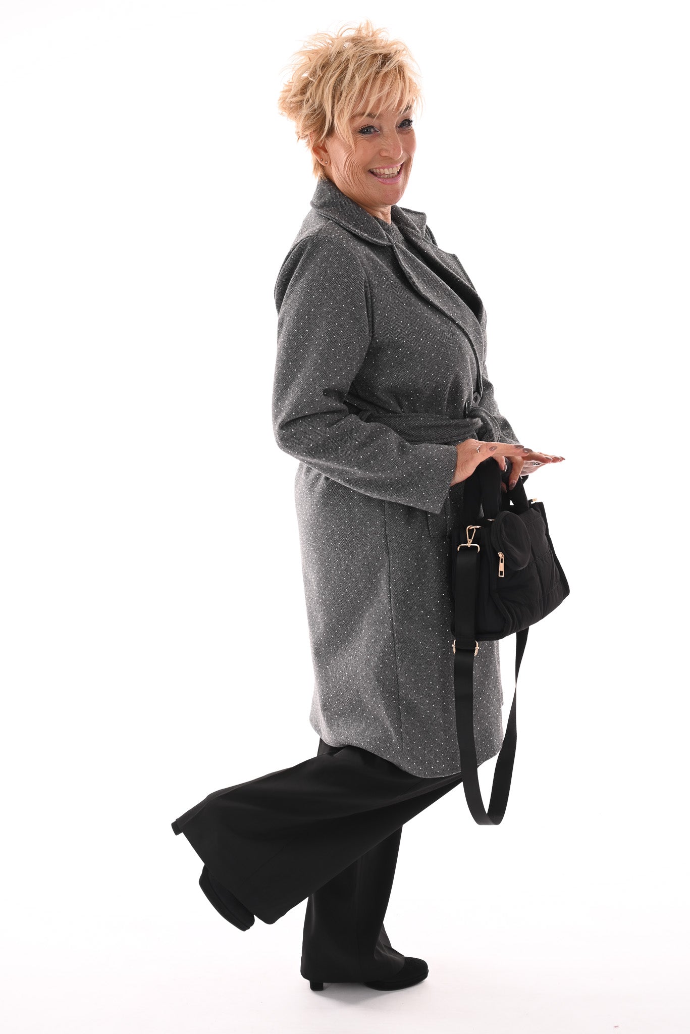 Manteljas strass antraciet