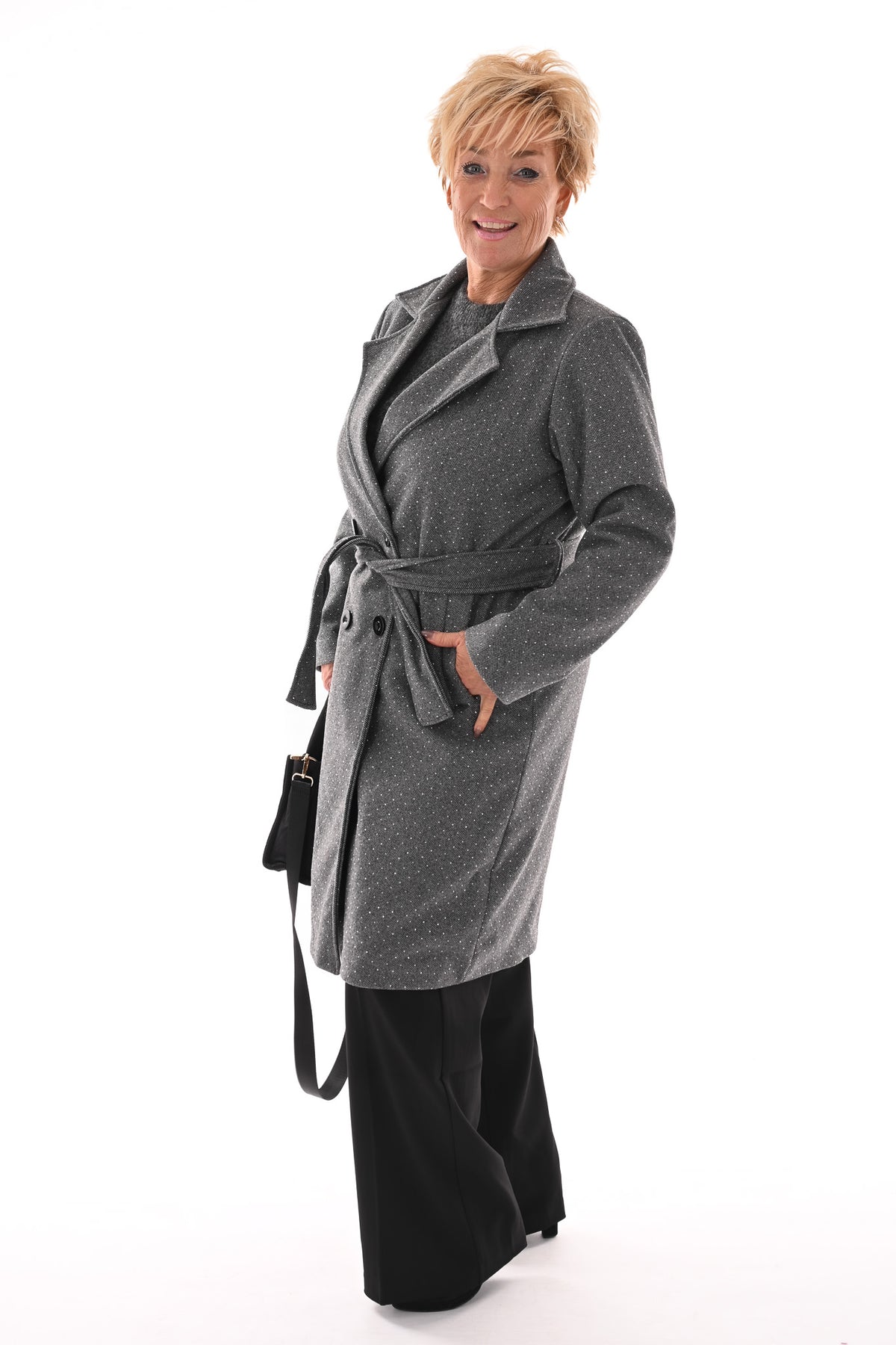 Manteljas strass antraciet