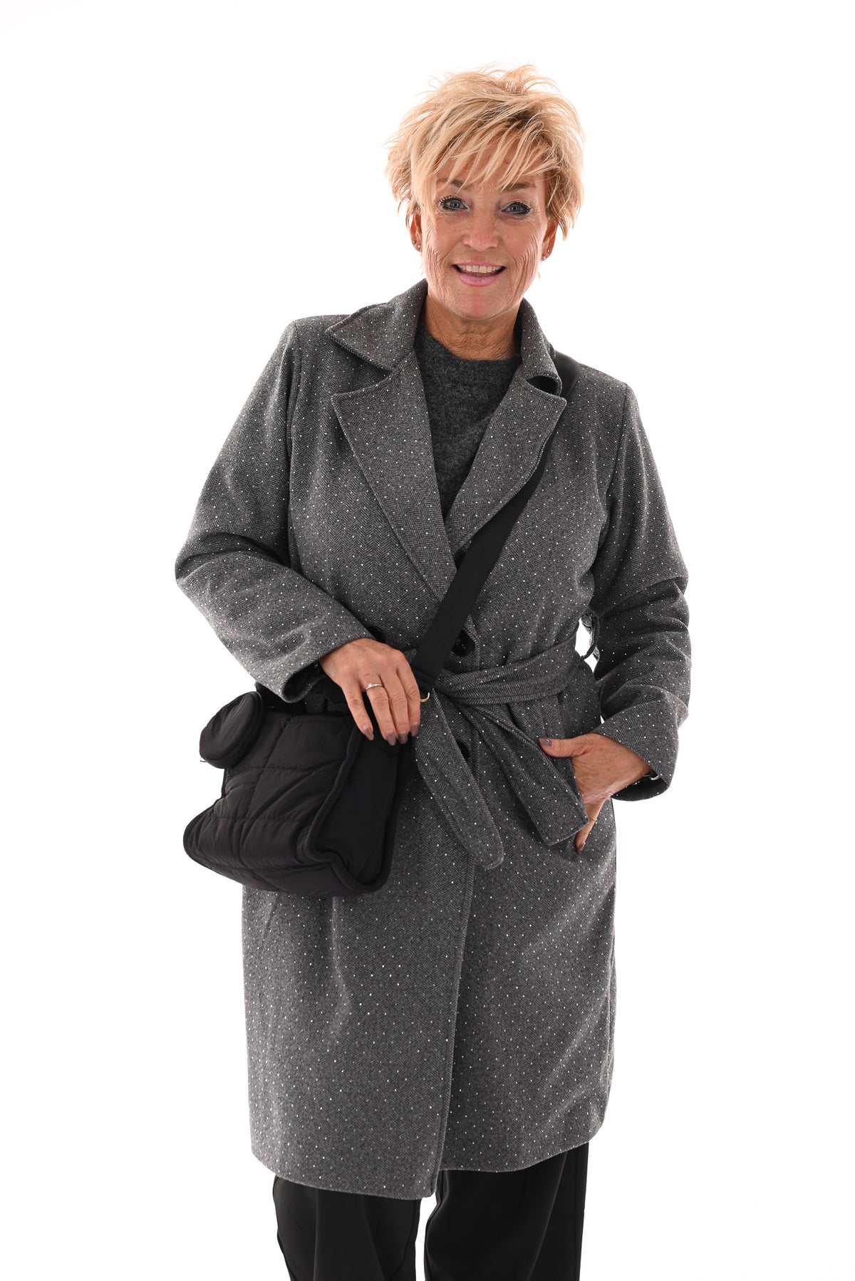 Manteljas strass antraciet