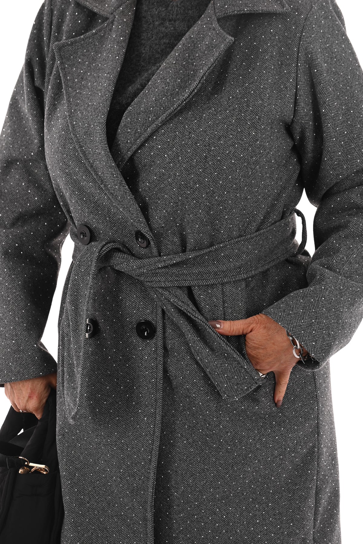 Manteljas strass antraciet