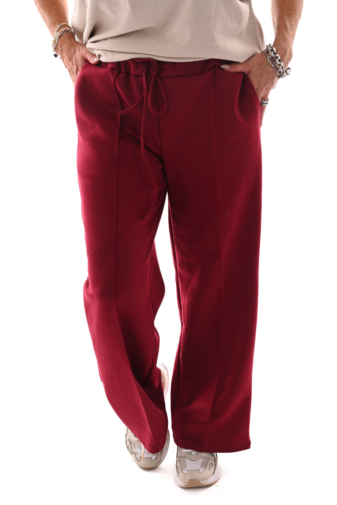 Joggings broek met elastieken band bordeaux